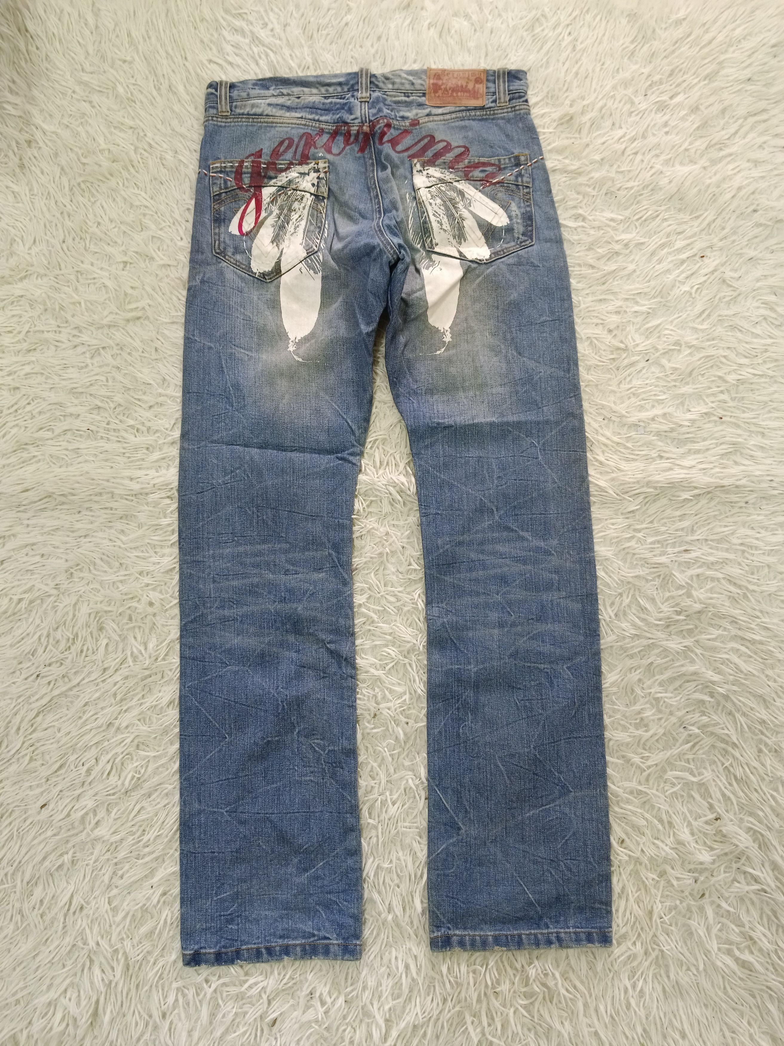 Japanese Brand NATIVE ART GERONIMO DISTRESSED DENIM PANTS Size US 32 / EU 48 - 1 Thumbnail