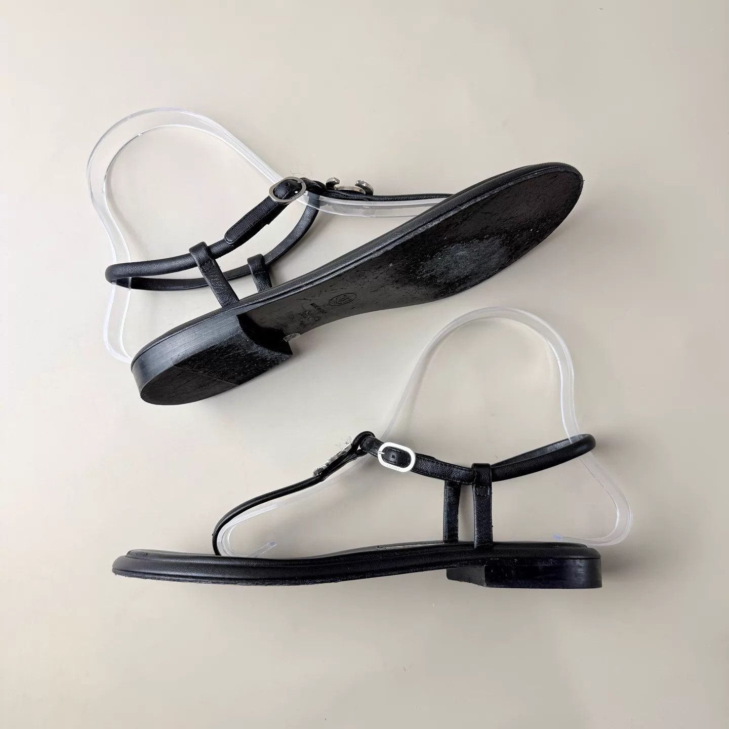 Chanel Chanel Black Silver Double C Silver Buckle Sandals EU36 Size US 5.5 / IT 35.5 - 5 Thumbnail
