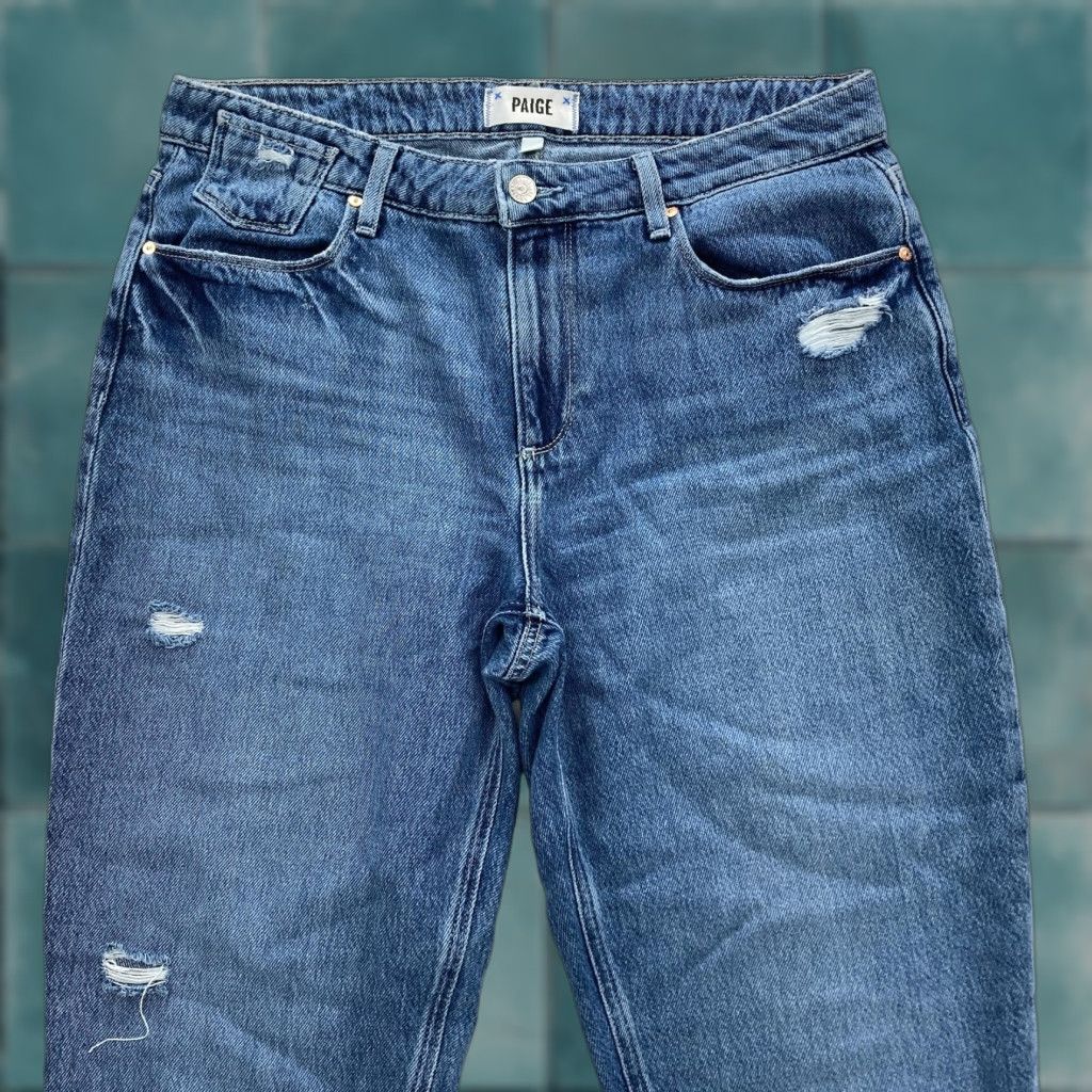 Paige Paige Jeans Womens 29 Blue Noella Relaxed Janae Distressed Baggy Straight Denim Jeans Mens Womens Size 29" - 1 Thumbnail