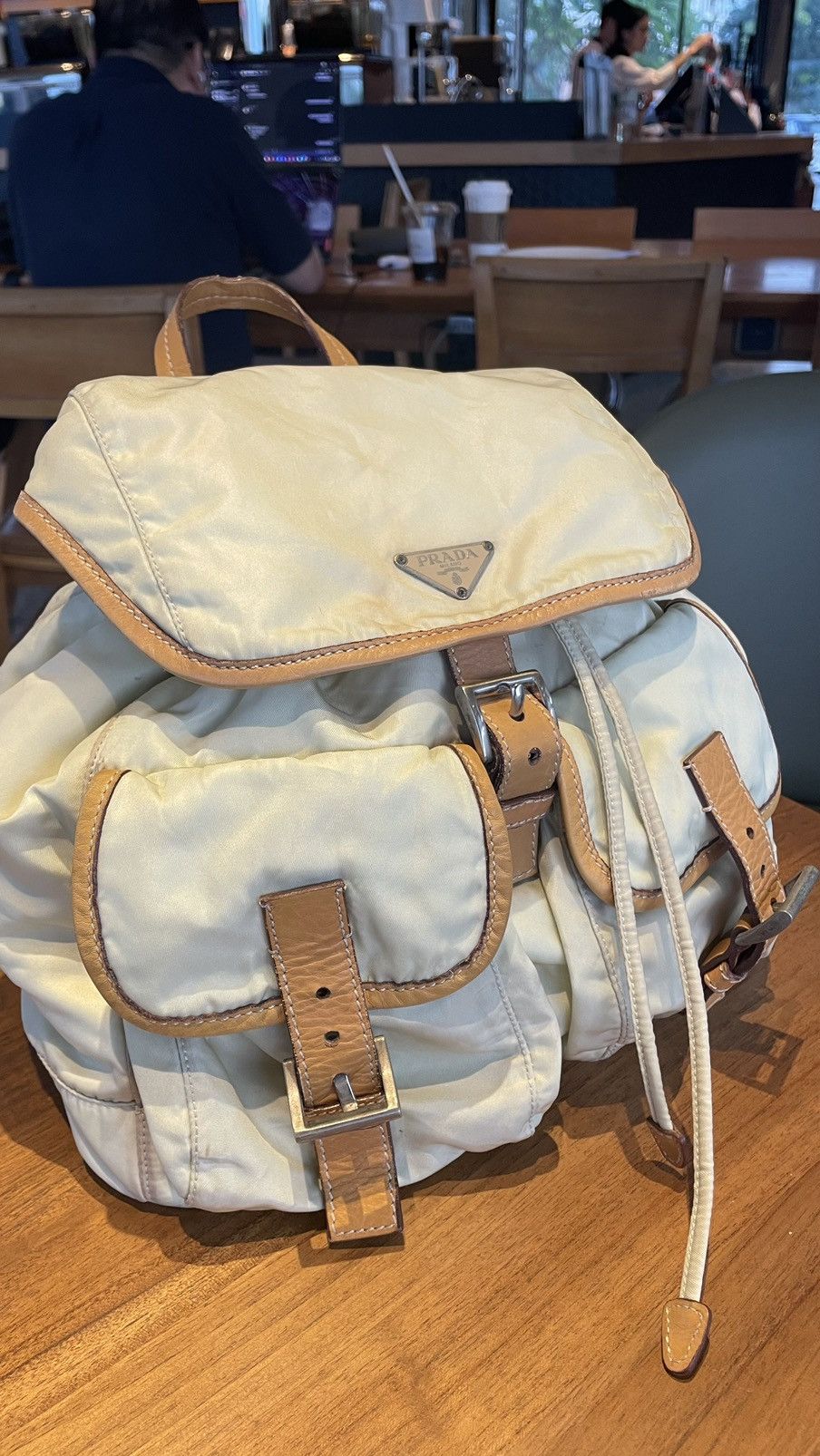 Prada × Vintage Prada Sport Cream Ivory Brown Nylon Leather Size ONE SIZE - 18 Thumbnail