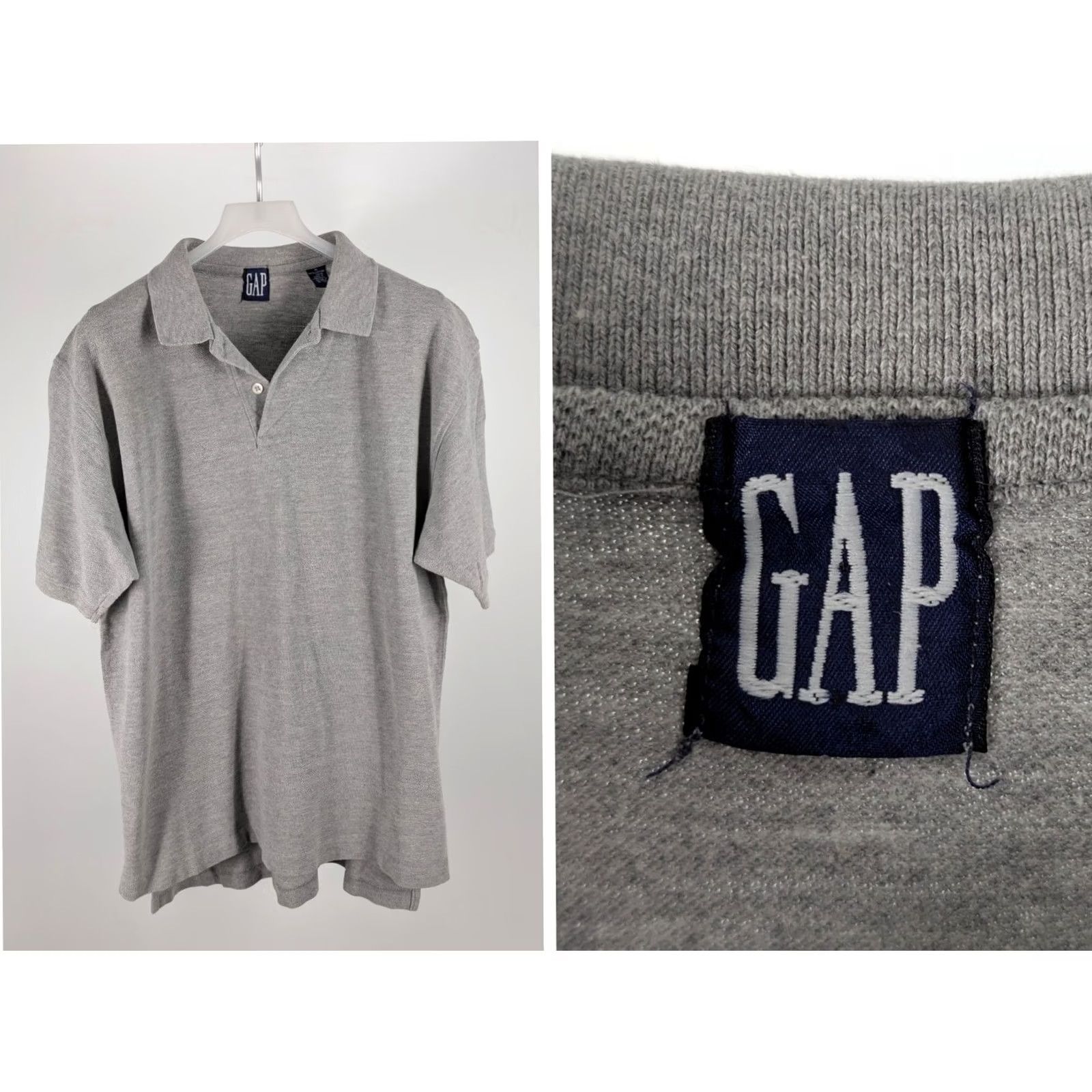 Gap VINTAGE Gap Heather Grey Pique Cotton Polo Shirt M Mens 90s Basic Short Sleeve Tennis Shirt Golf Shirt Casual Retro Size US M / EU 48-50 / 2 - 2 Thumbnail