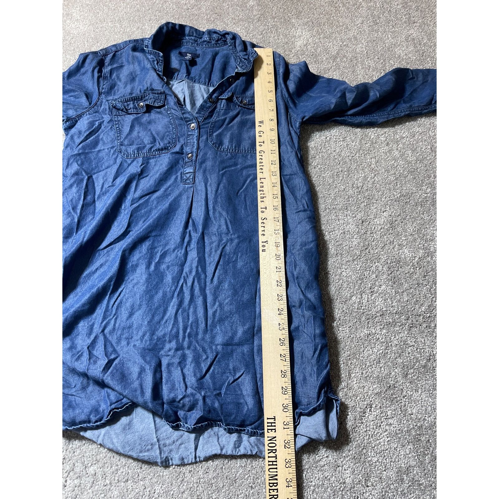 Gap Gap Dress Womens M Denim Popover Lyocell Long Sleeve Blue Size M / US 6-8 / IT 42-44 - 6 Thumbnail