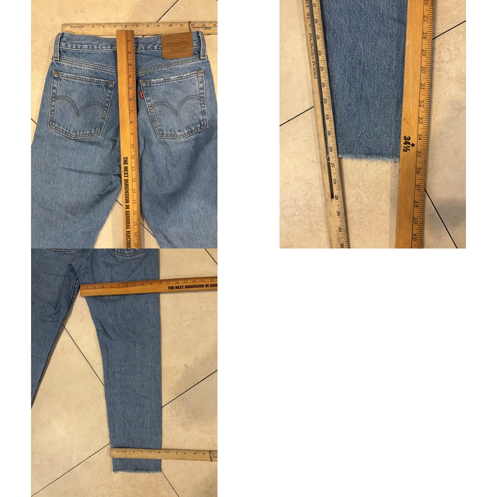 Levi's Levi's Wedgie Straight Jeans Womens 25 Blue Light Wash High Rise Cropped Raw Hem Denim Slim Straight Size 42" / US 20 - 8 Thumbnail