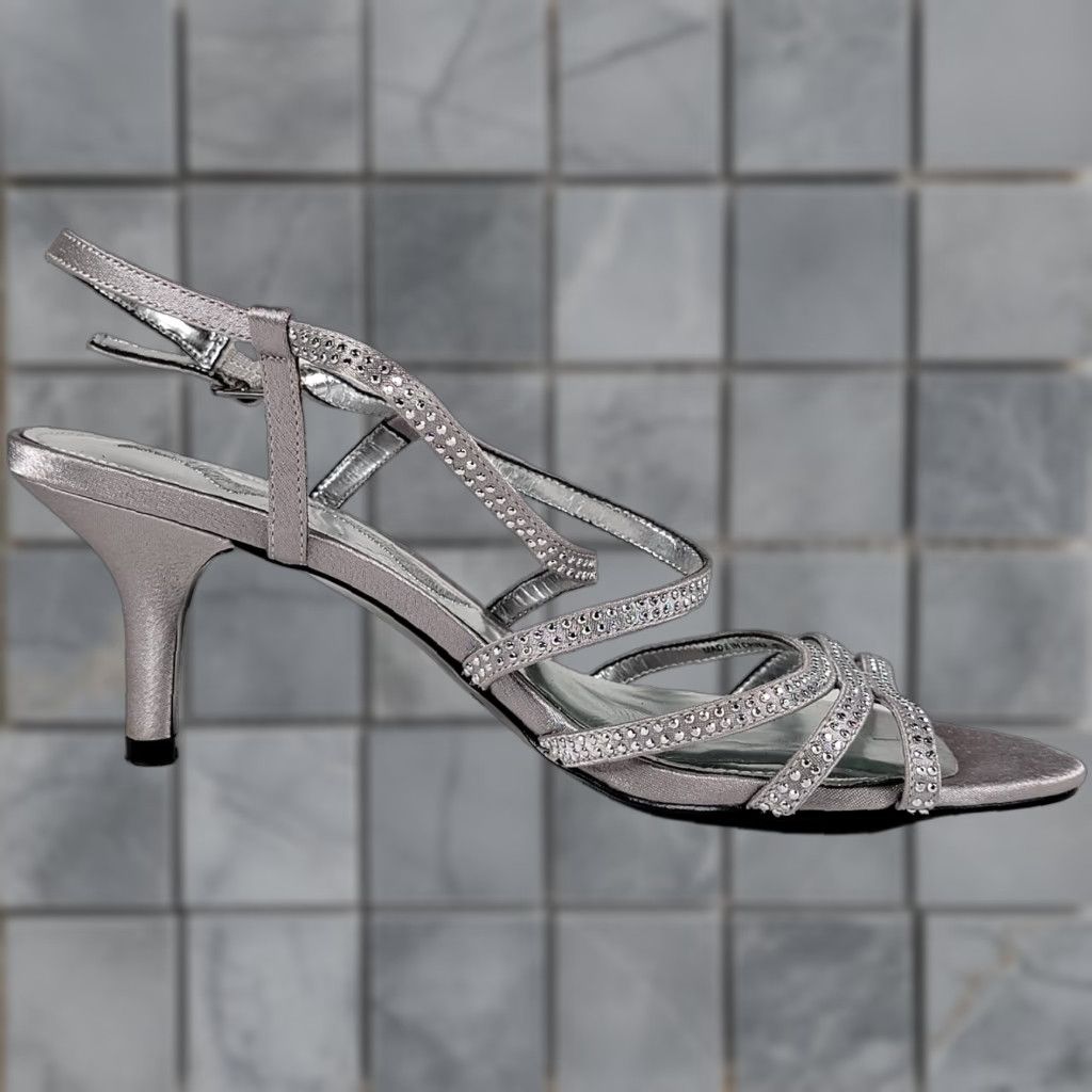 Vintage Nina Vauna Evening Heels Dress Sandals Women's Shoes Size 6 M Silver Pumps, Open Toe, Stiletto Heel, Metallic Theme, US 6, EU 36, UK 4, Medium Width Size S / US 4 / IT 40 - 1 Thumbnail