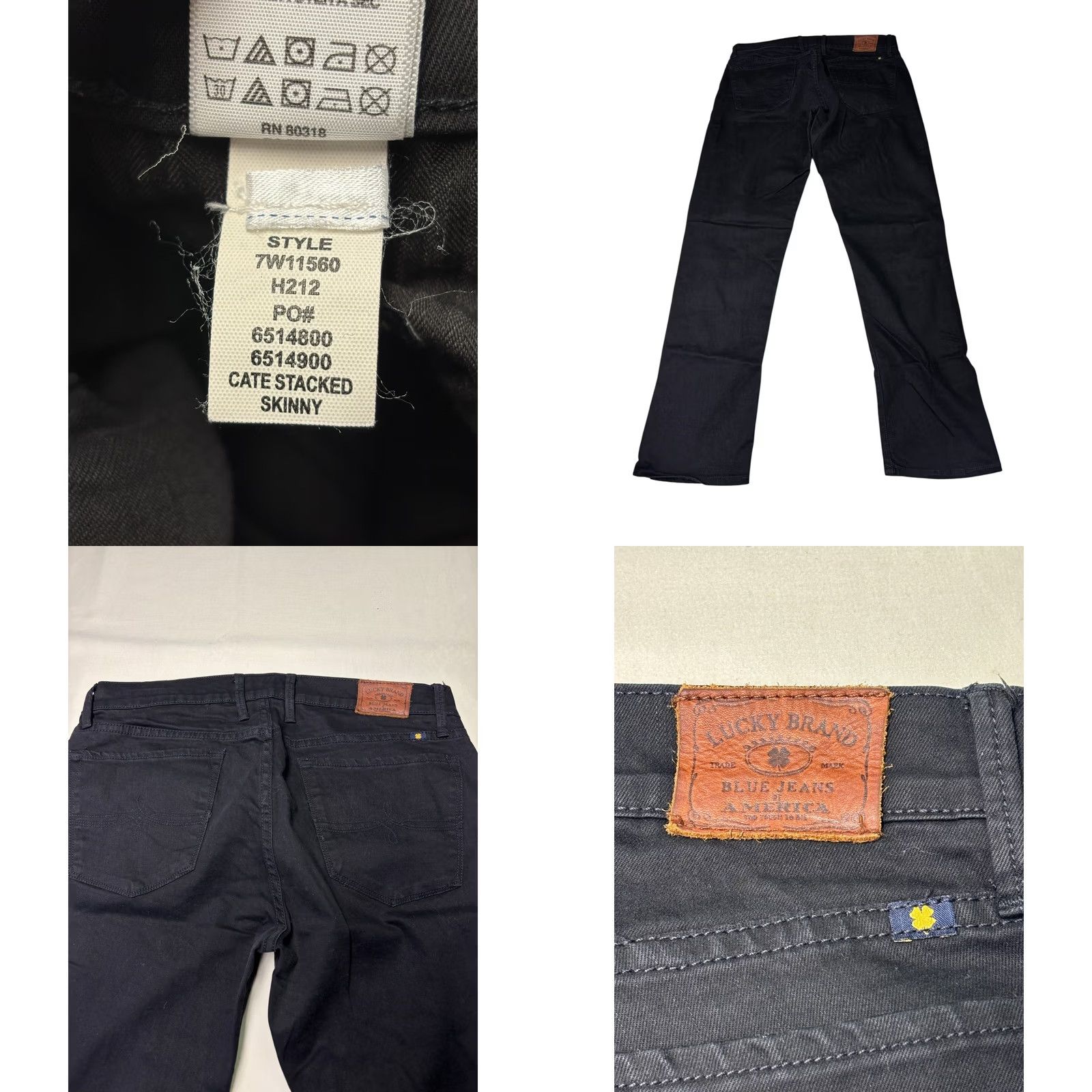 Lucky Brand Lucky Brand Cate Stacked Skinny Jeans Womens 12/31 W34XL30 Black Denim 7W11560 Size 24" / US 00 / IT 34 - 8 Thumbnail