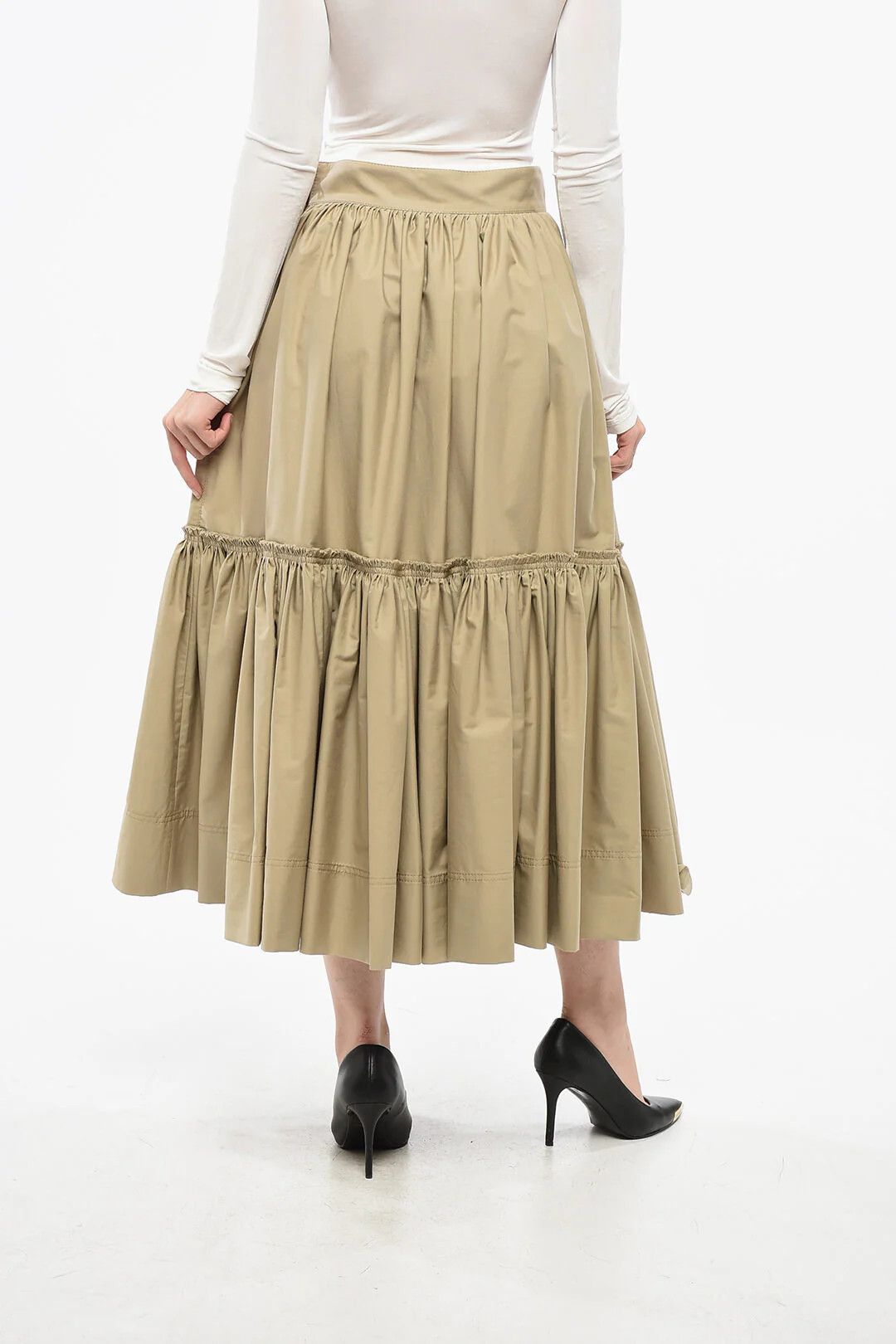 Dior og1mm0326 Cotton Poplin Maxi Skirt in Beige Size 30" / US 8 / IT 44 - 2 Thumbnail