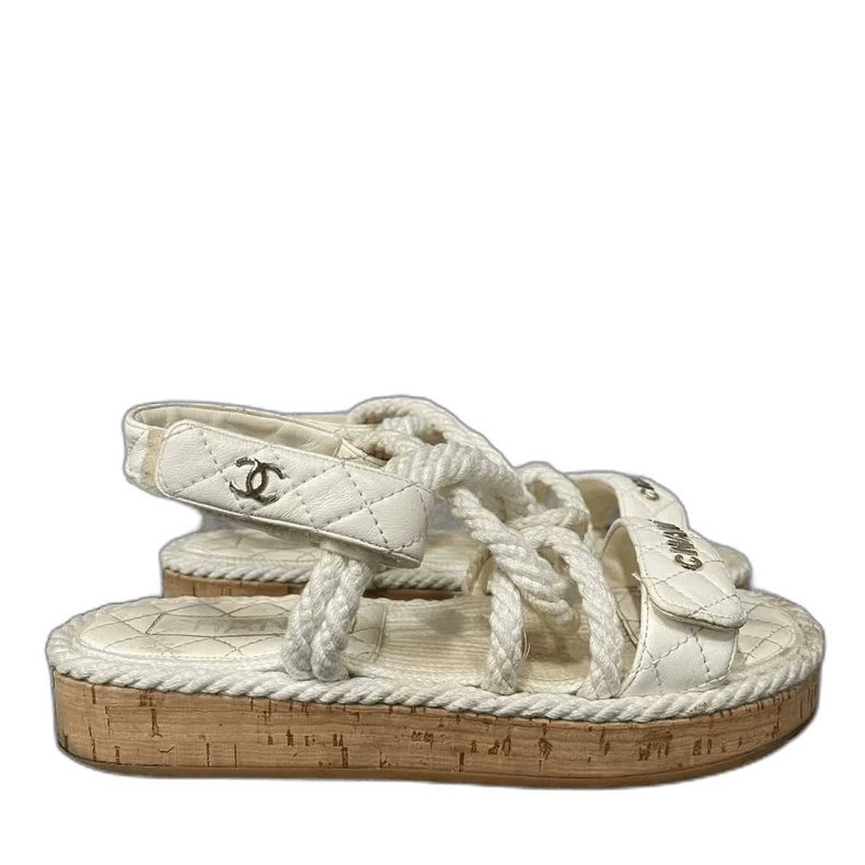 Chanel Chanel White Sandals with Rope Detail-yf Size US 6 / EU 39 - 1 Thumbnail