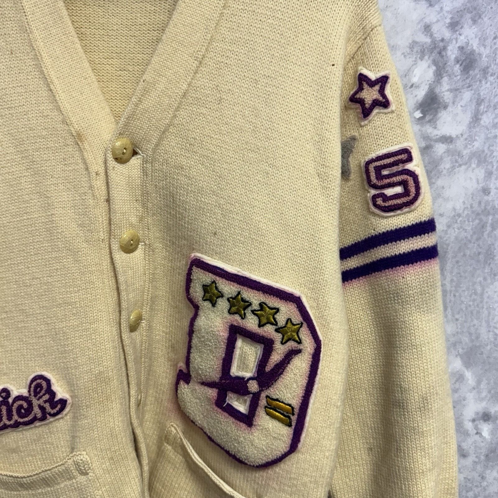 Vintage Vintage 50s Wool Knit Letterman Varsity Sweater Cardigan Col Size US S / EU 44-46 / 1 - 3 Thumbnail