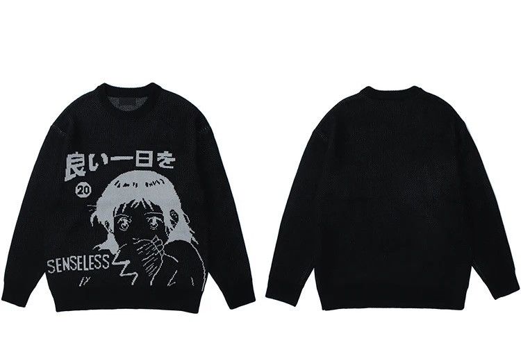 Japanese Brand × Vintage Knitted Sweater Grunge Cartoon Anime Pullover harajuku style Size US L / EU 52-54 / 3 - 9 Thumbnail