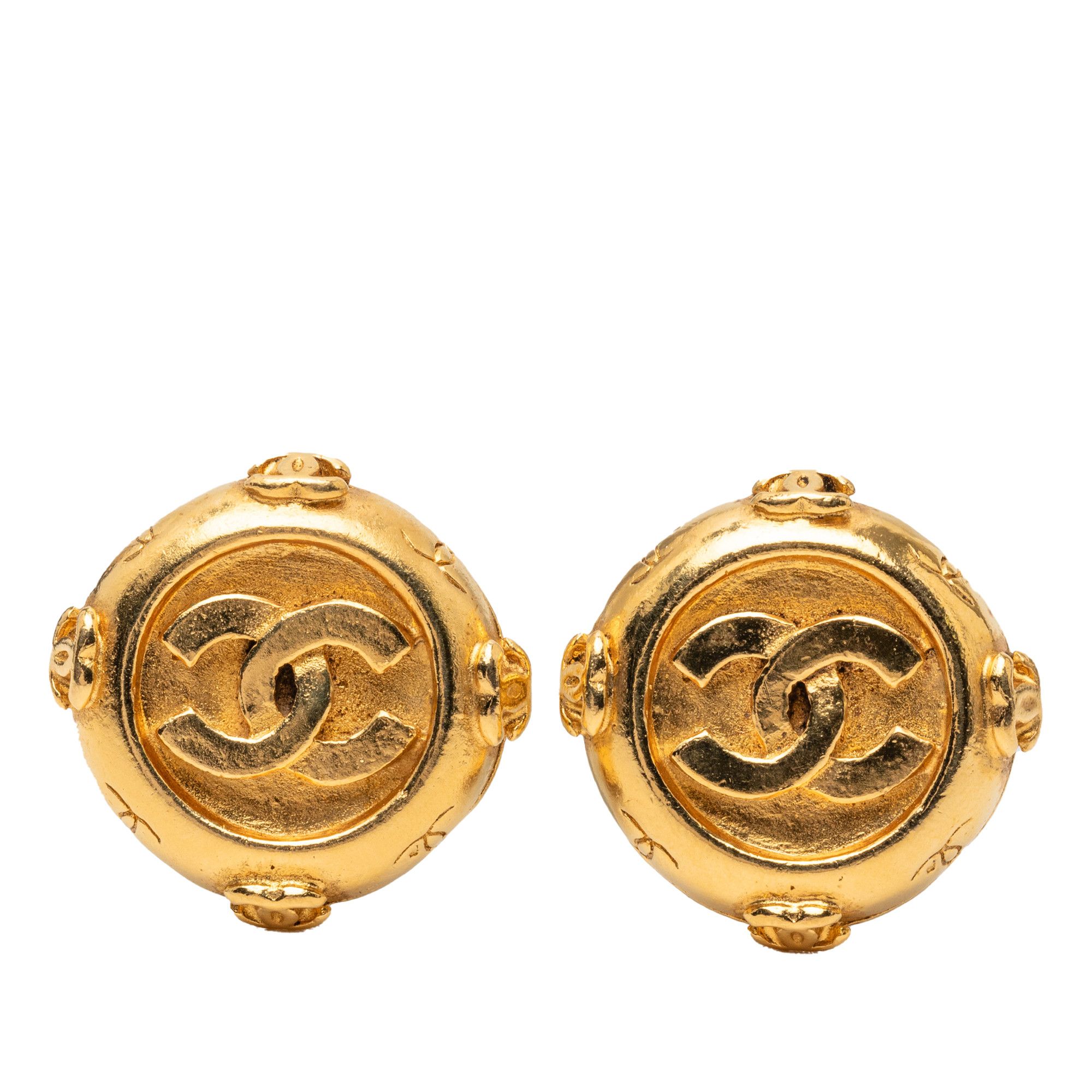 Chanel Chanel Gold Plated CC Round Clip On Earrings Size ONE SIZE - 1 Thumbnail