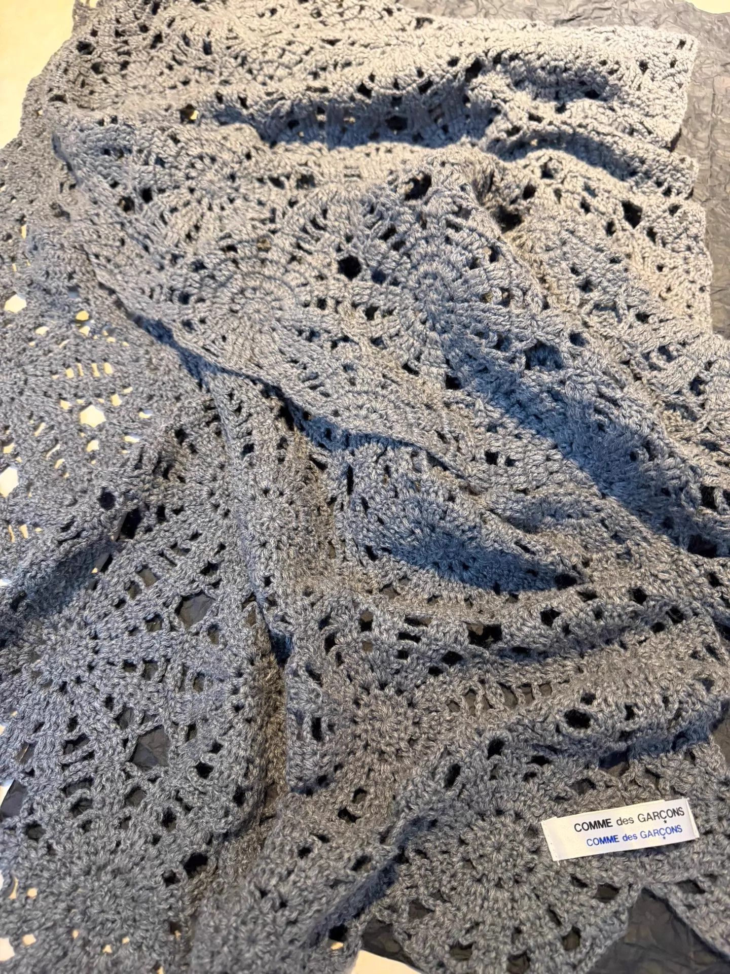 Comme des Garcons Comme des Garcons Gray Oversize Star Crochet Wool Wrap Size ONE SIZE - 2 Thumbnail