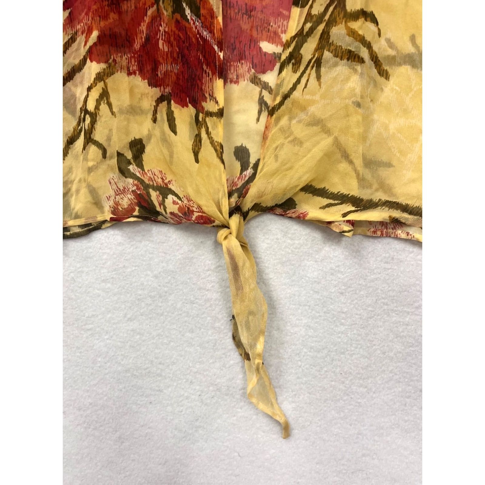 Vintage Chicos Blouse Shirt Tie Front Sheer Silk Floral Yellow Size 2 Womens Size XS / US 0-2 / IT 36-38 - 4 Thumbnail