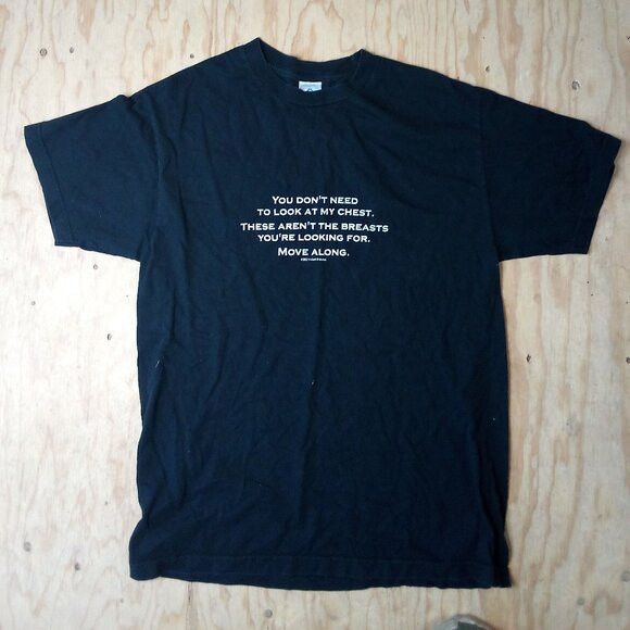 Vintage Vintage Y2K Don't Look At My Breasts T-Shirt Size US L / EU 52-54 / 3 - 2 Thumbnail