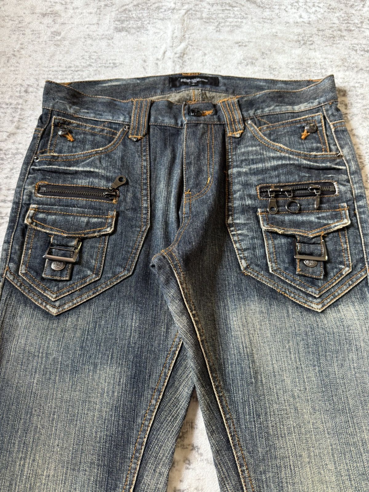 In The Attic In The Attic Japan Mud Earthy Wash Paneled Gun Pocket Jeans Size US 30 / EU 46 - 3 Thumbnail