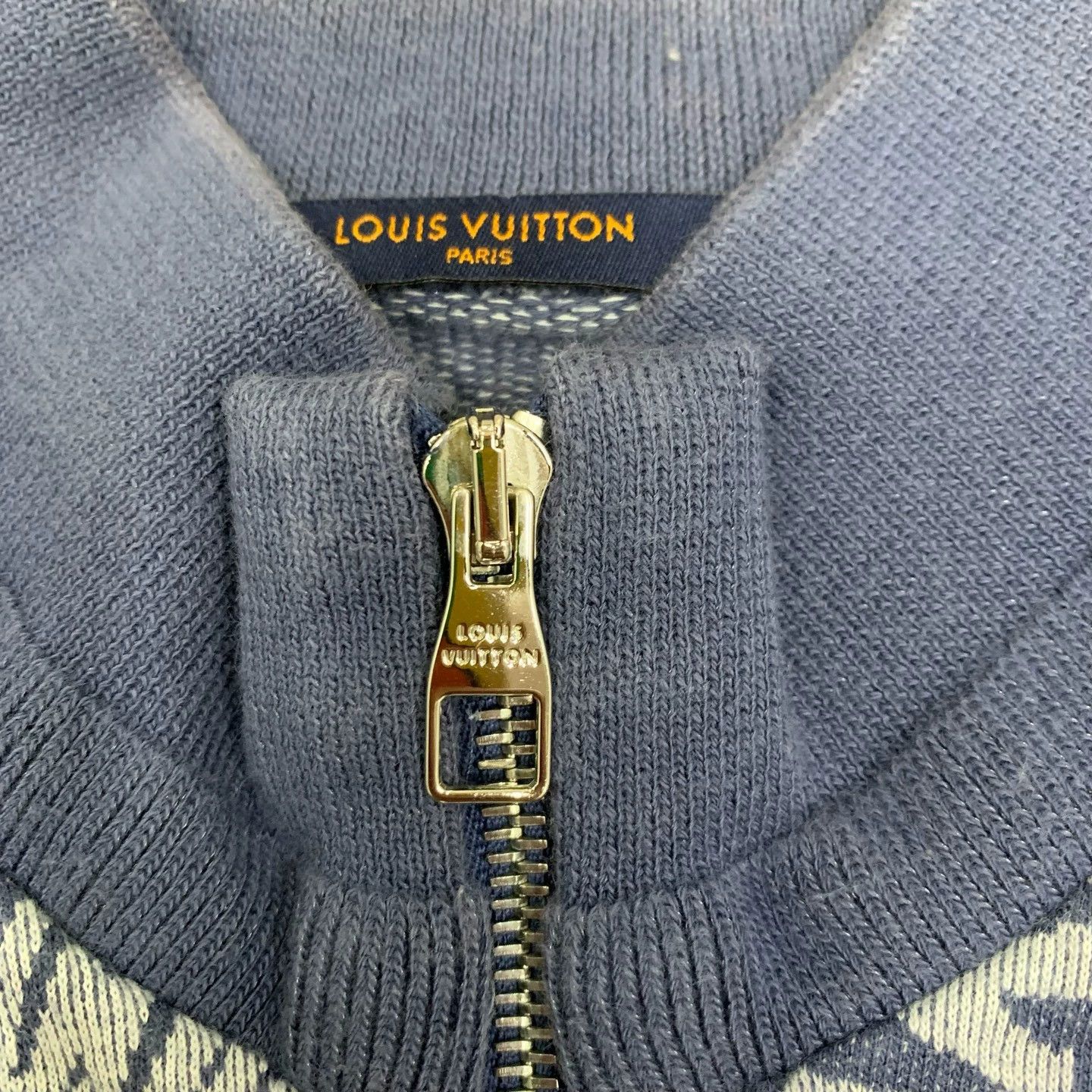 Louis Vuitton LV Blue Half-Zip Slogan Sweatshirt Size US L / EU 52-54 / 3 - 4 Thumbnail