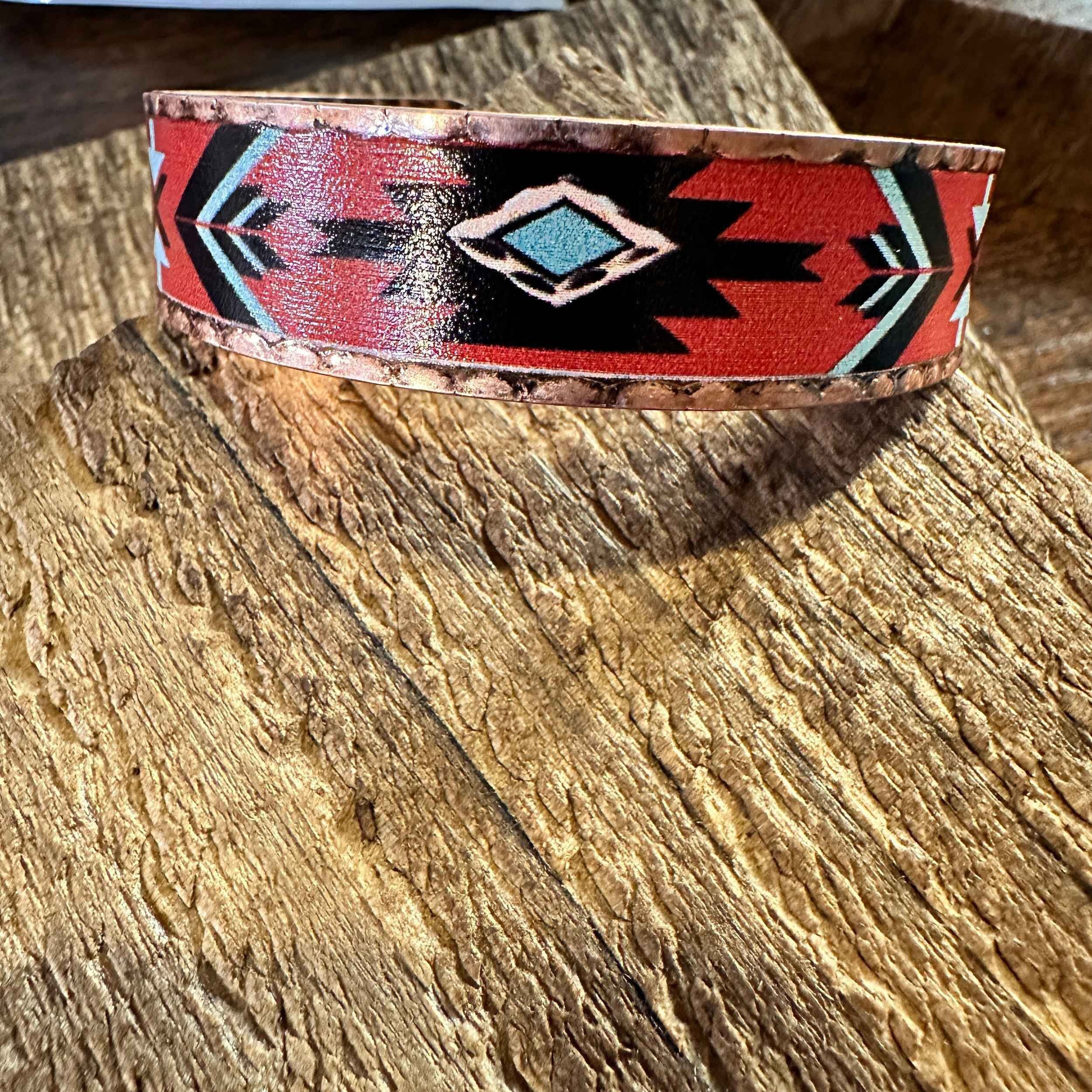 Other Handmade Boho Native American Aztek Copper Narrow Cuff Brace Size ONE SIZE - 8 Thumbnail