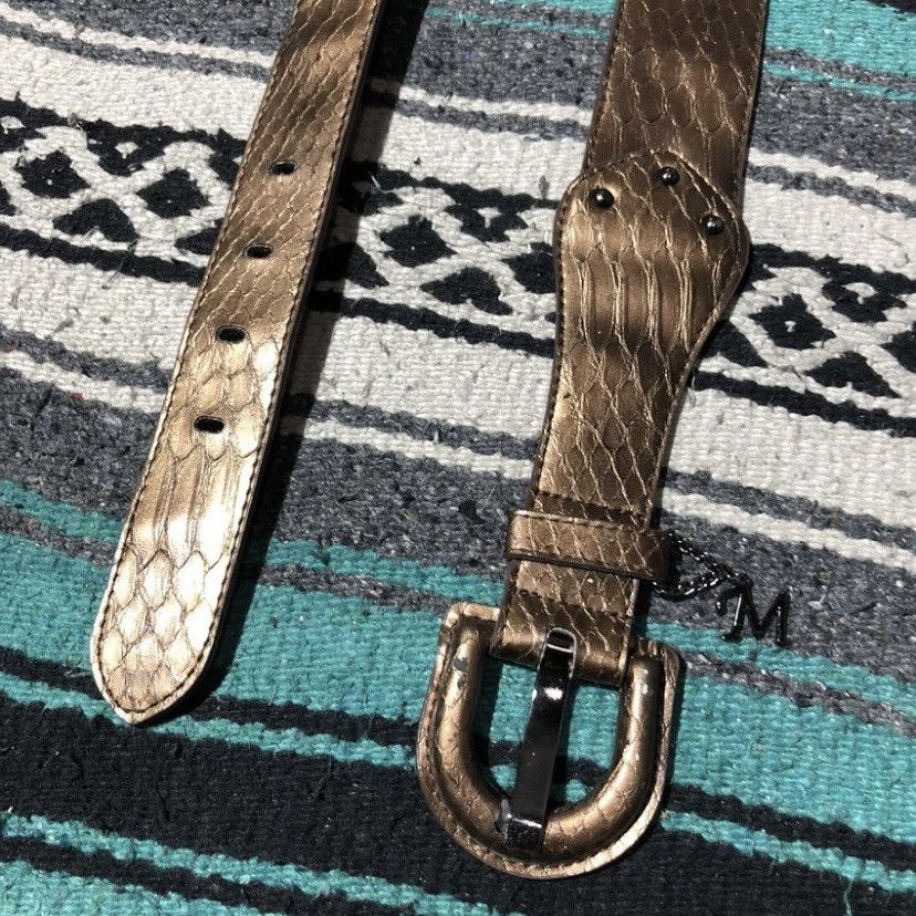 Japanese Brand Mojo S. Phine Gold Snake Skin Belts Size ONE SIZE - 2 Thumbnail