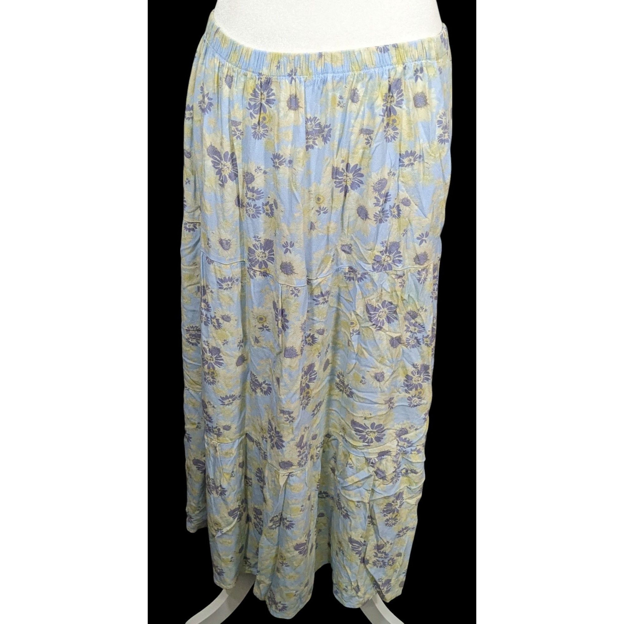 Other Rewind Floral Cottagecore Blue And Yellow Maxi Skirt Size 31" - 1 Thumbnail