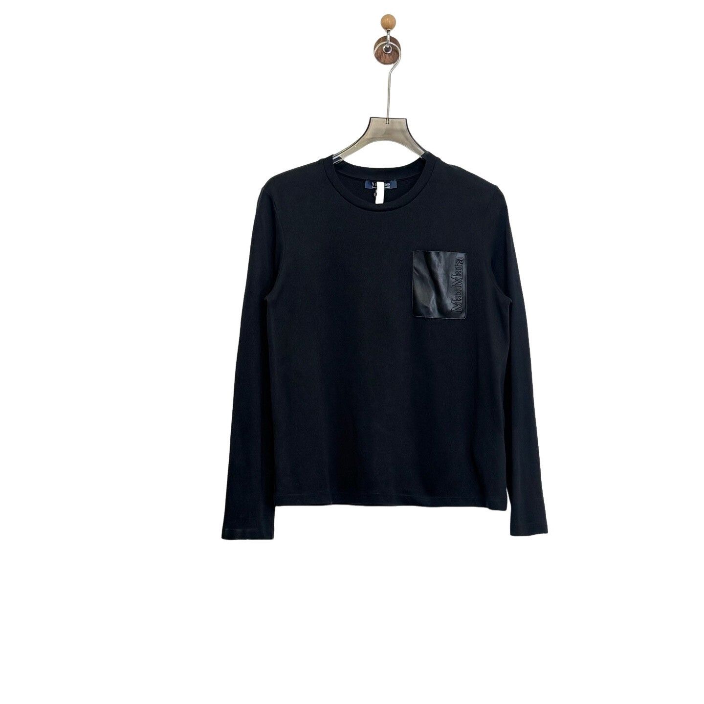 Max Mara Max Mara Leather Logo Pocket Sweatshirt Size L Size L / US 10 / IT 46 - 1 Thumbnail