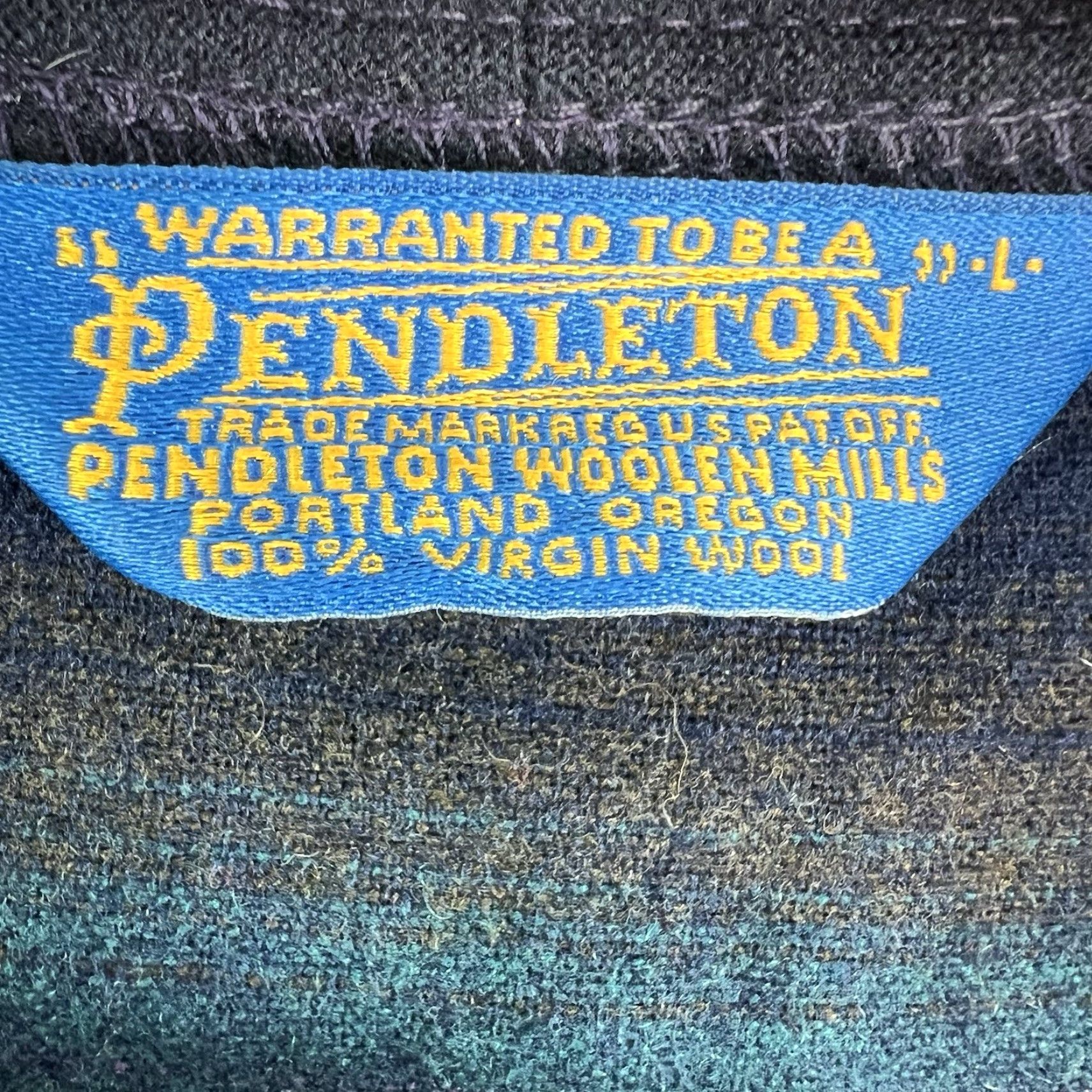 VINTAGE Pendleton Cardigan Striped Virgin Wool Blue 50 Chest L Regular Men’s 1970s EUC