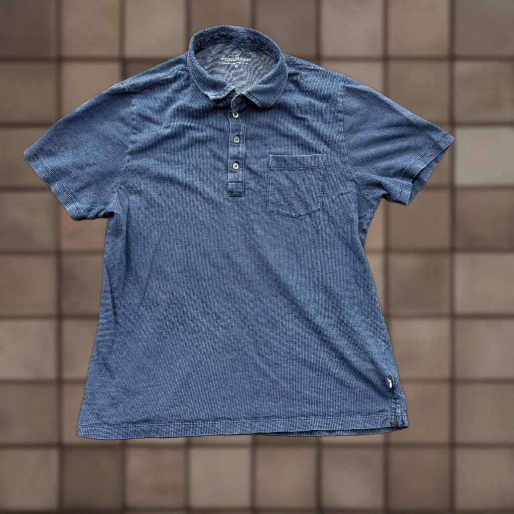 Vineyard Vines Vineyard Vines Polo Shirt Mens M Blue Textured Cotton Pocket Casual Golf Size US M / EU 48-50 / 2 - 1 Thumbnail