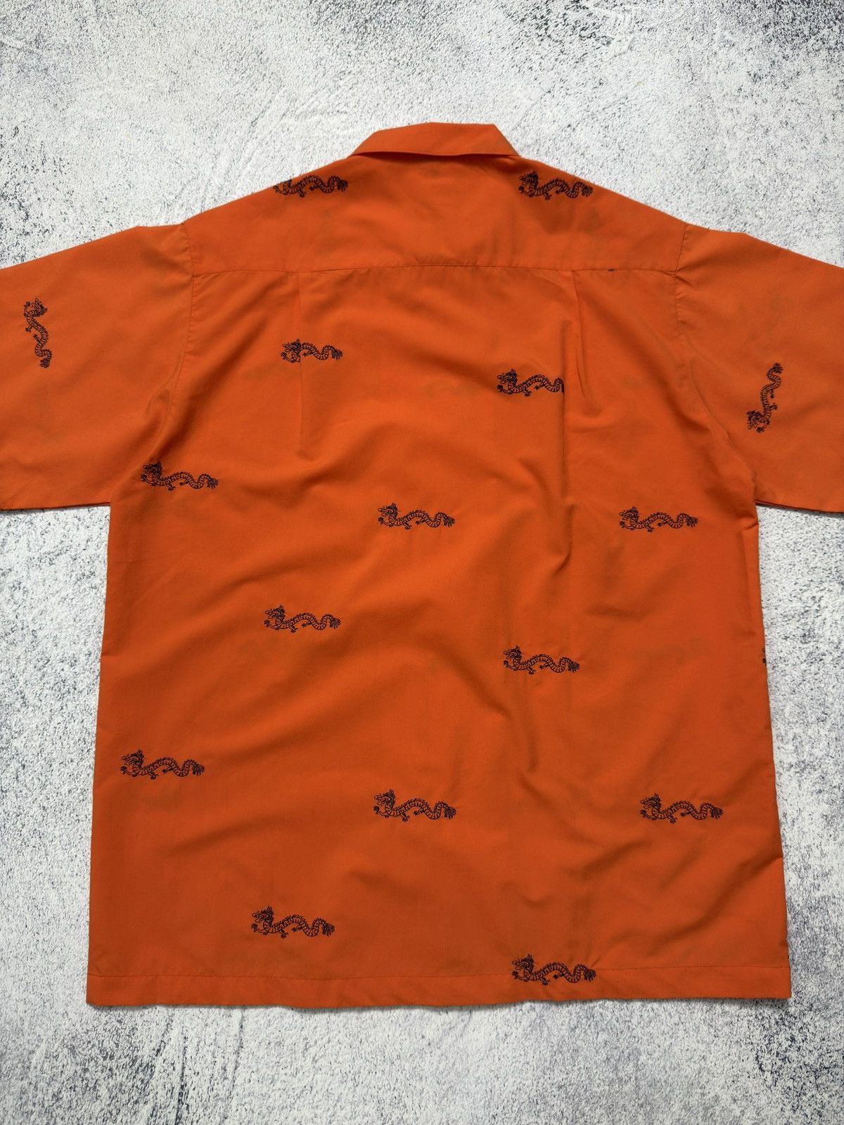 Stussy 🔥VINTAGE Y2K STUSSY DRAGON ORANGE BUTTON UP SHIRT Size US XL / EU 56 / 4 - 9 Thumbnail