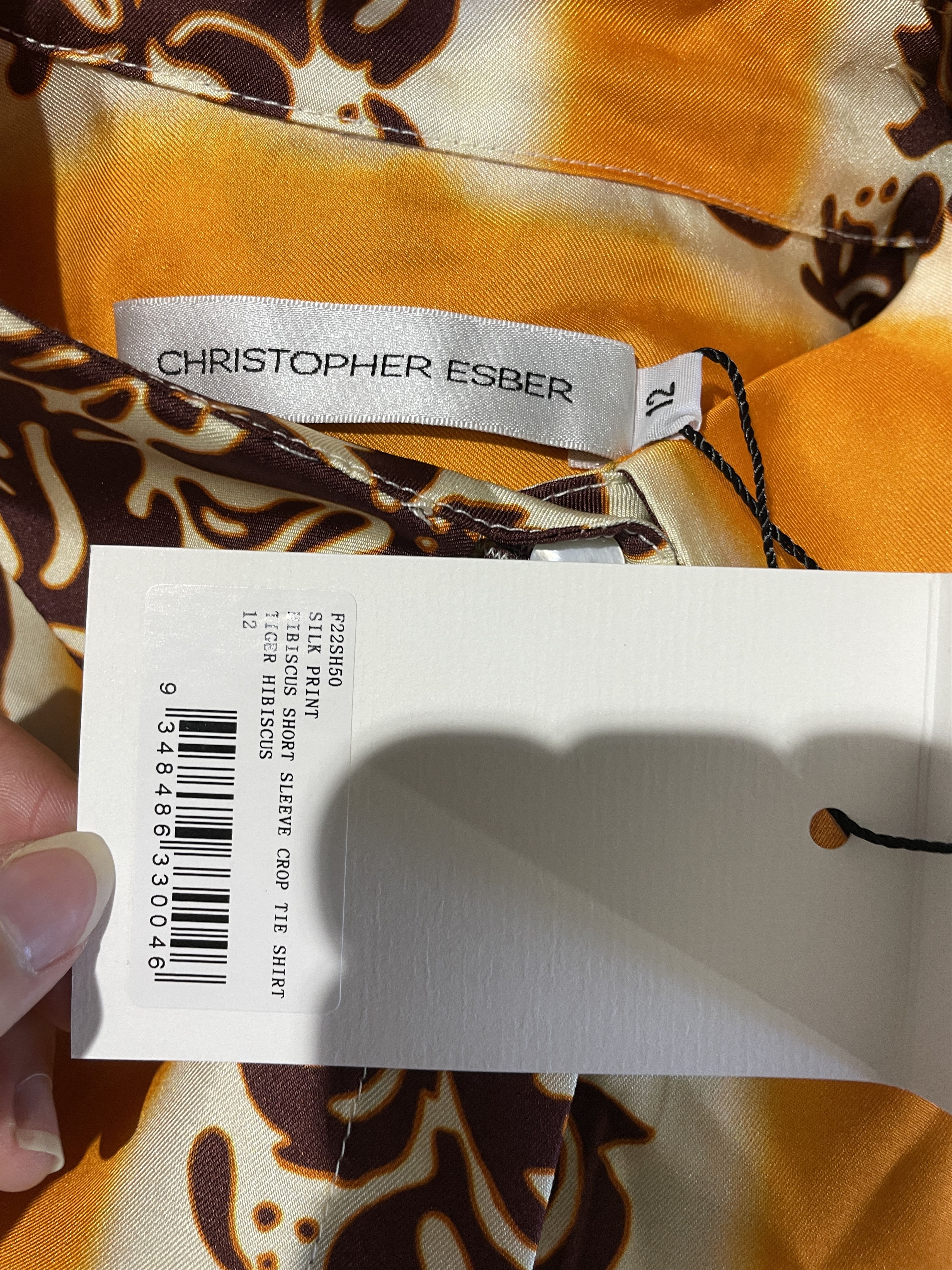 Christopher Esber Hibiscus Short Sleeve Crop Tie Shirt Size M / US 6-8 / IT 42-44 - 10 Thumbnail
