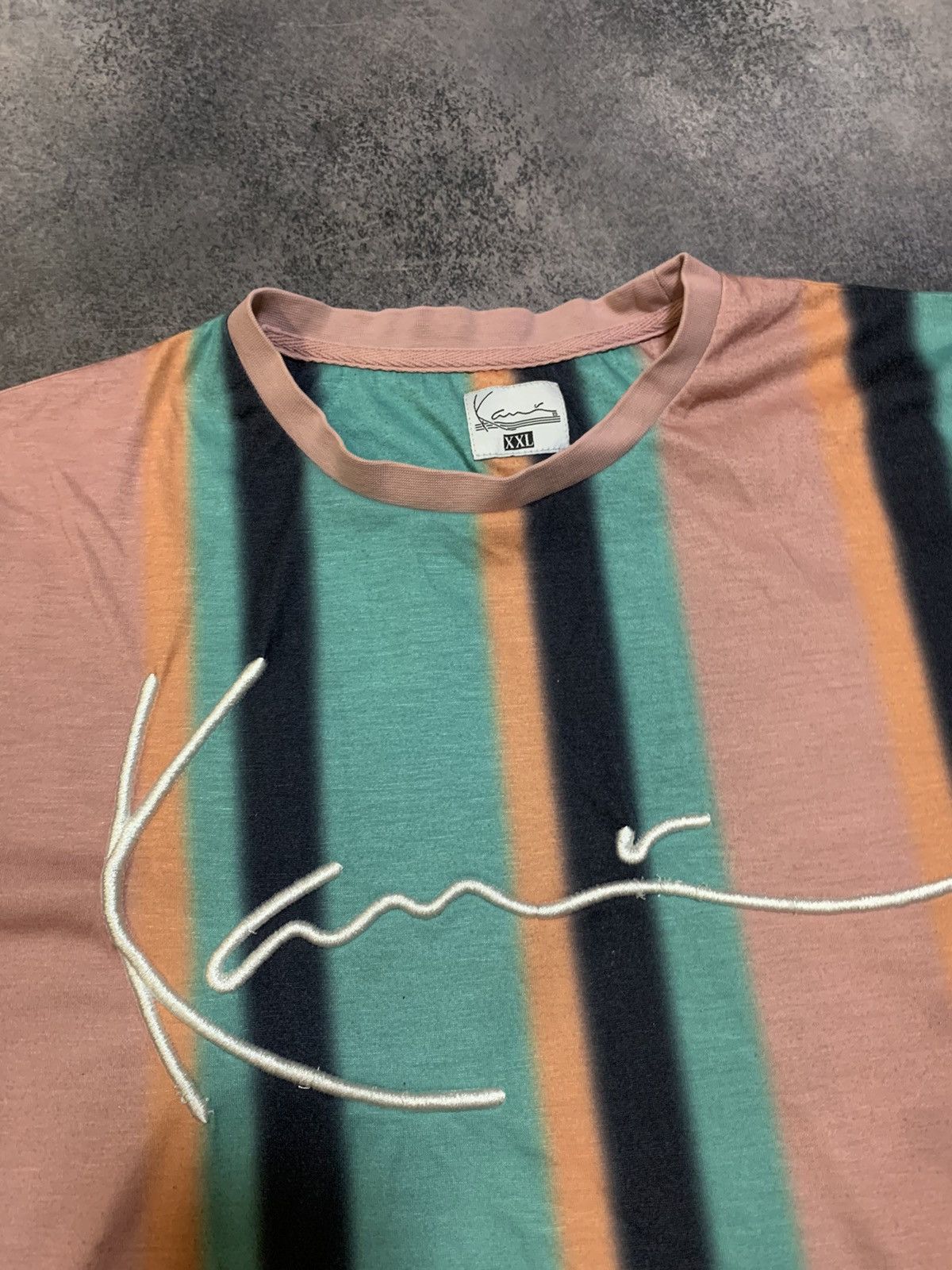 Karl Kani × Rap Tees × Vintage Vintage Karl Kani Embroidered Logo Striped T-shirt Rap Y2K Size US XXL / EU 58 / 5 - 3 Thumbnail