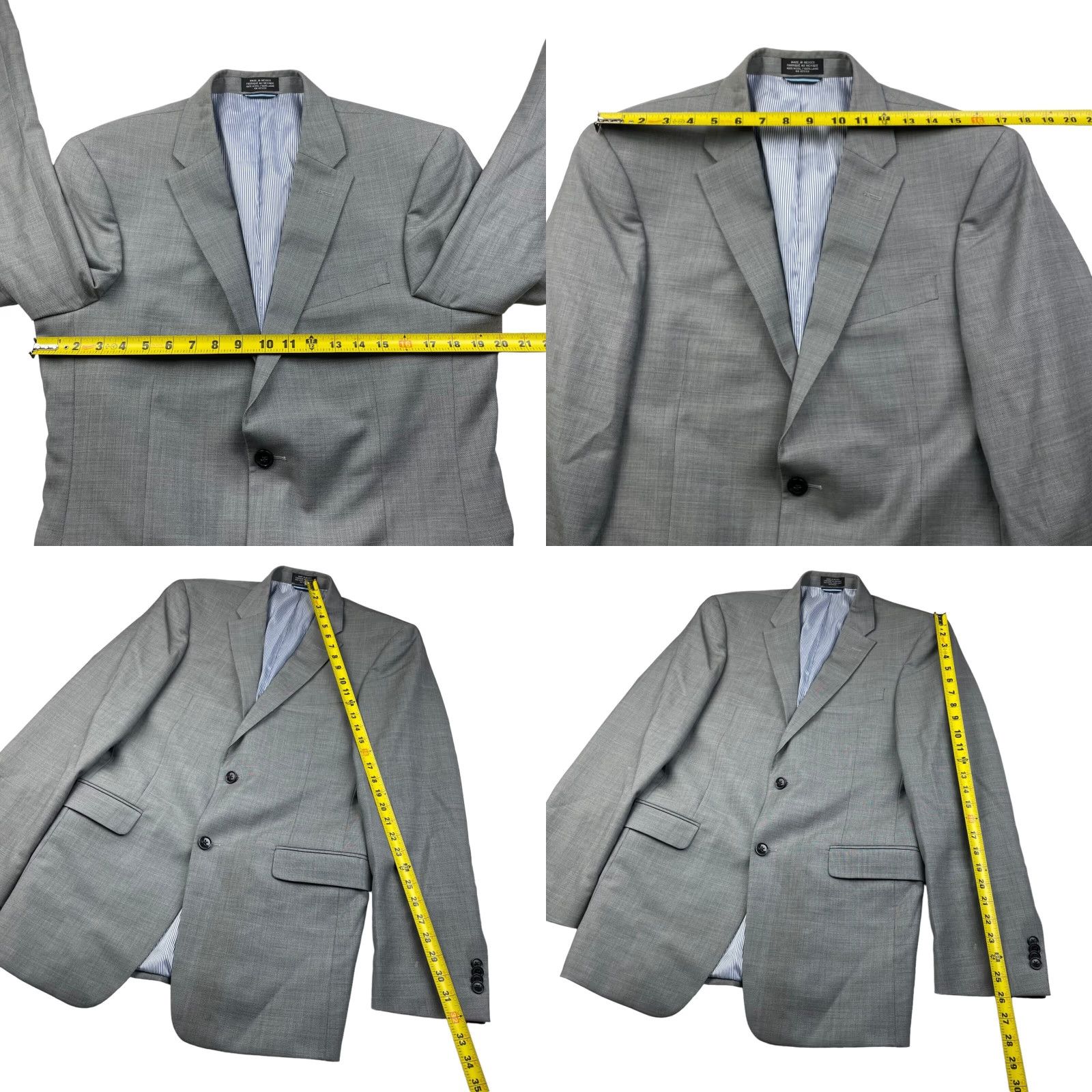 Tommy Hilfiger Tommy Hilfiger Men's Blazer 48 Long Gray 100% Wool 2-Button Jacket Coat Jacket Front Two-Button Notch Lapel Classic Fit Wool Blazer Mens Size 48R - 8 Thumbnail