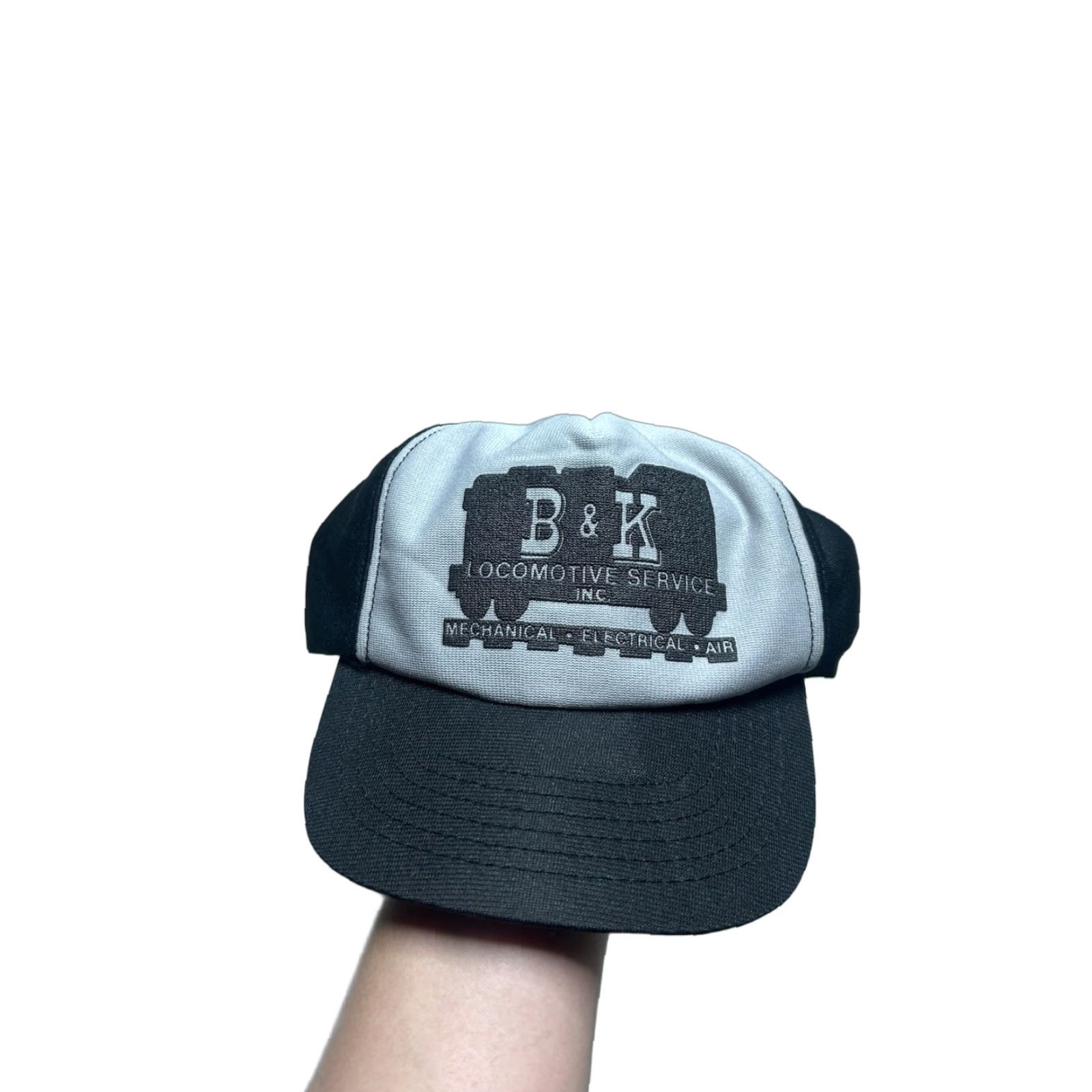 Vintage VINTAGE SnapBack hat cap B&K locomotive service gray black USA made Men Adjustable Black Size ONE SIZE - 1 Thumbnail