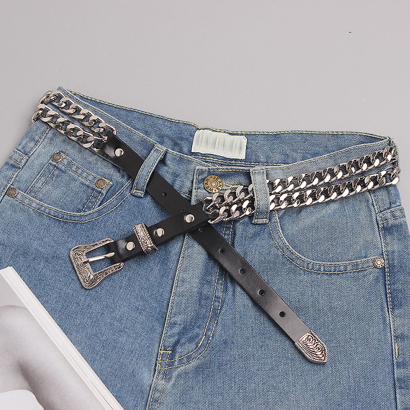 Vintage Carved Buckle Twisted Metal Chain Belts Size ONE SIZE - 8 Thumbnail