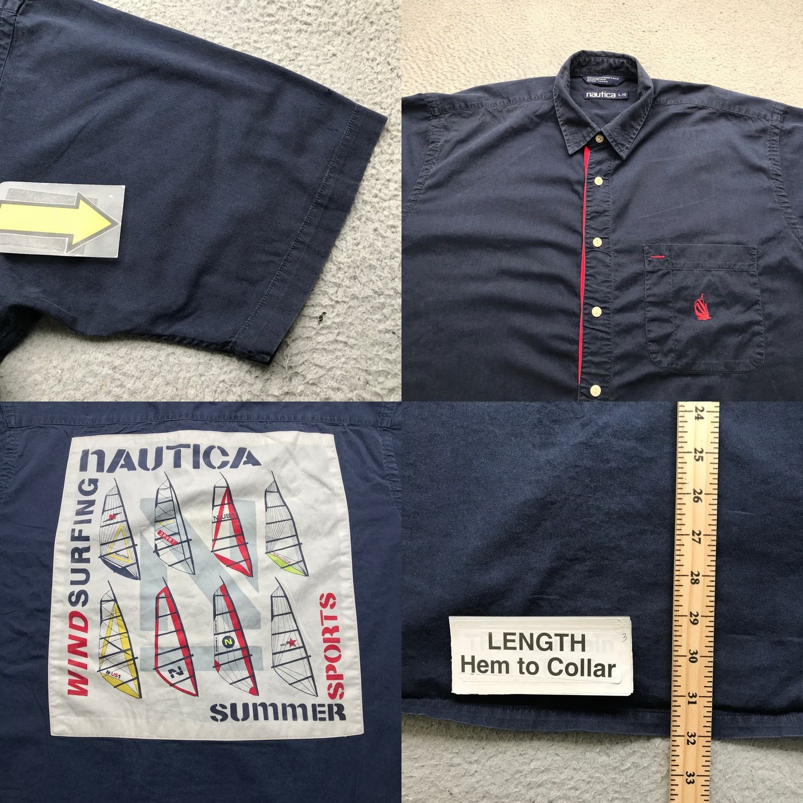 Nautica VINTAGE Nautica Button-Up Shirt Men Large L Navy Surf Wind Summer Casual Size US L / EU 52-54 / 3 - 8 Thumbnail