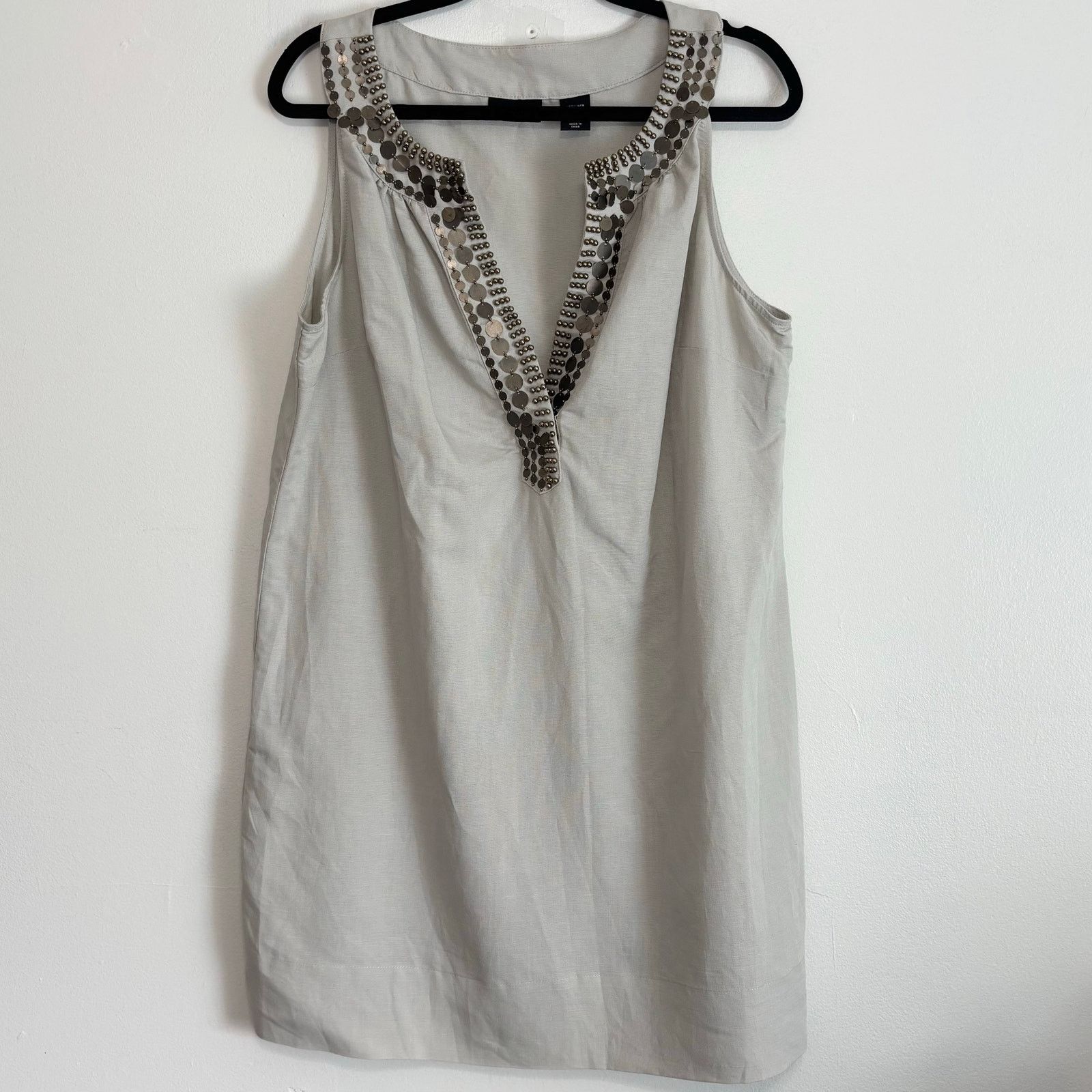 Other New York & Company Gray Linen Blend Shift Dress Beaded XL Size XL / US 12-14 / IT 48-50 - 1 Thumbnail