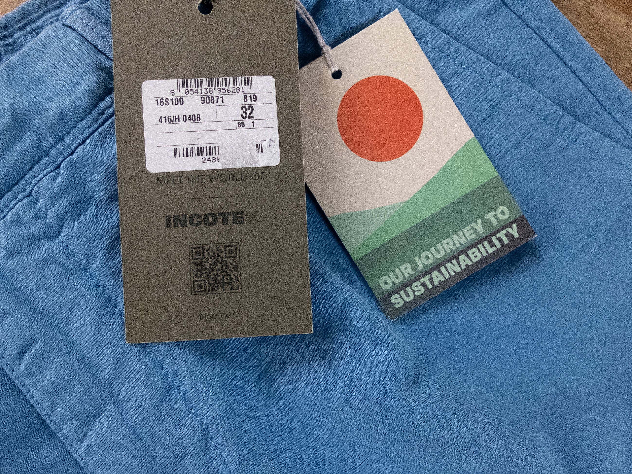 Incotex INCOTEX Slacks blue slim flat front cotton chino pants 32 Size US 32 / EU 48 - 3 Thumbnail