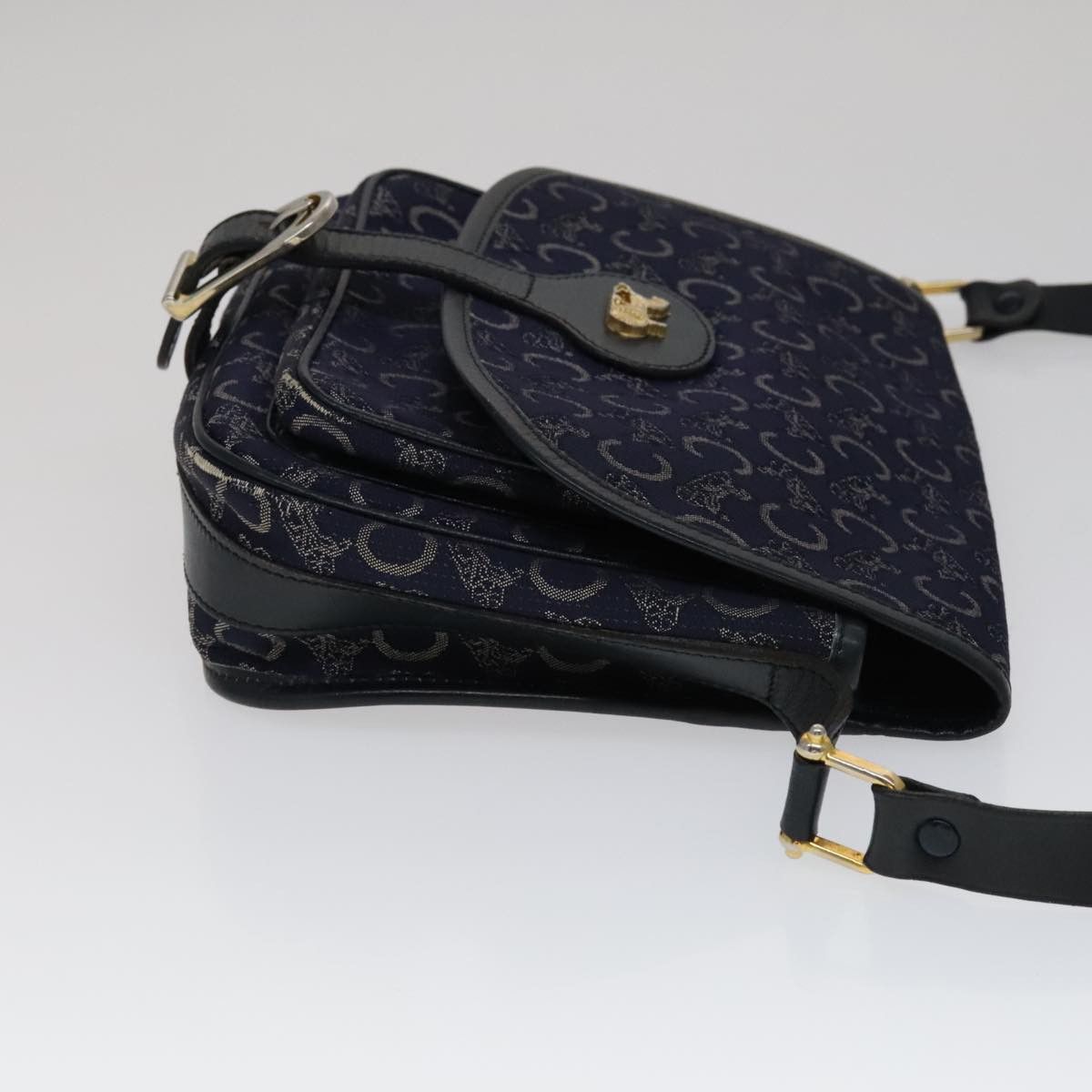 Celine CELINE C Sulky Shoulder Bag Canvas Navy Gold Size ONE SIZE - 3 Thumbnail