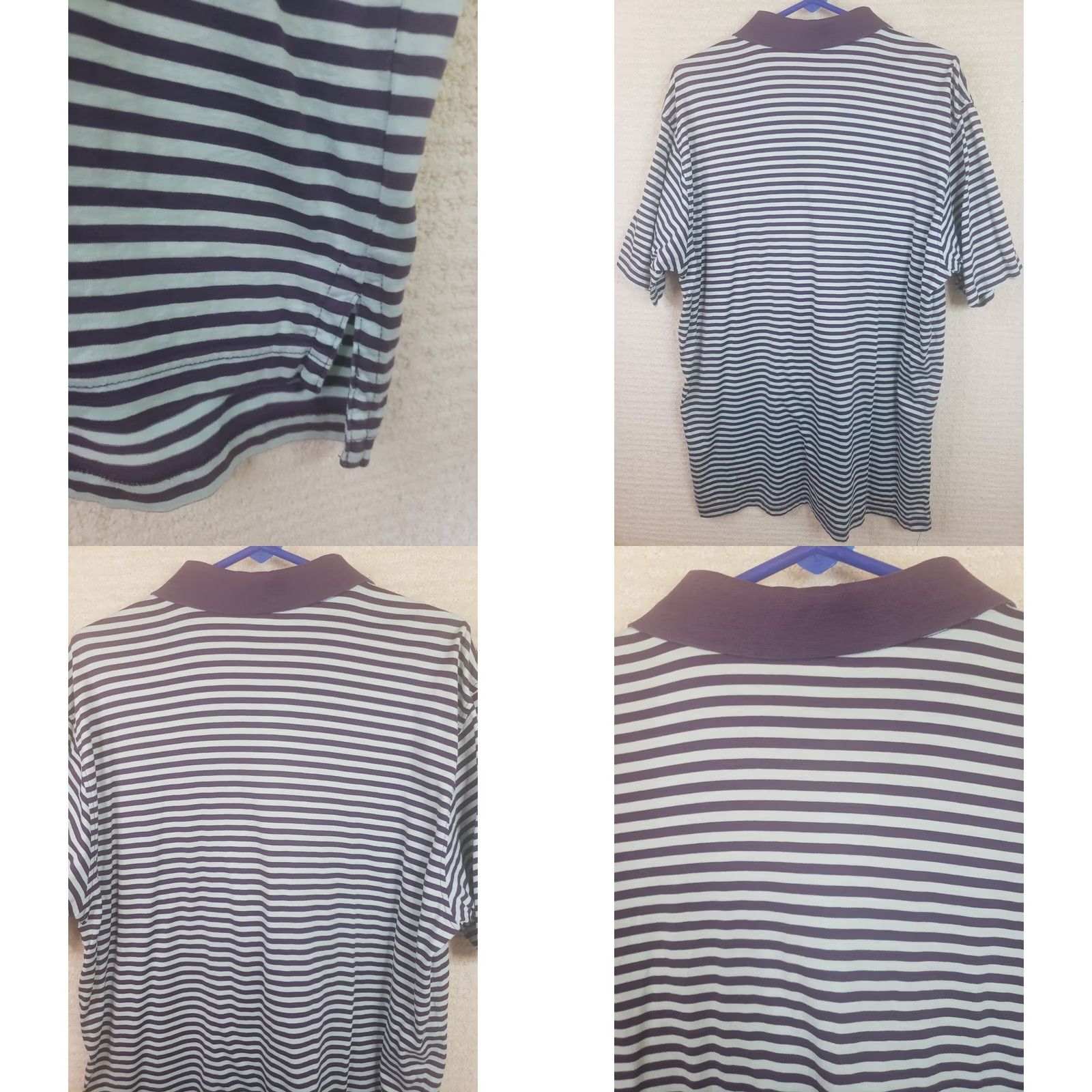 Peter Millar Peter Millar Golf Polo Shirt Men's L Purple Teal Striped 100% Cotton Cotton Size US L / EU 52-54 / 3 - 8 Thumbnail