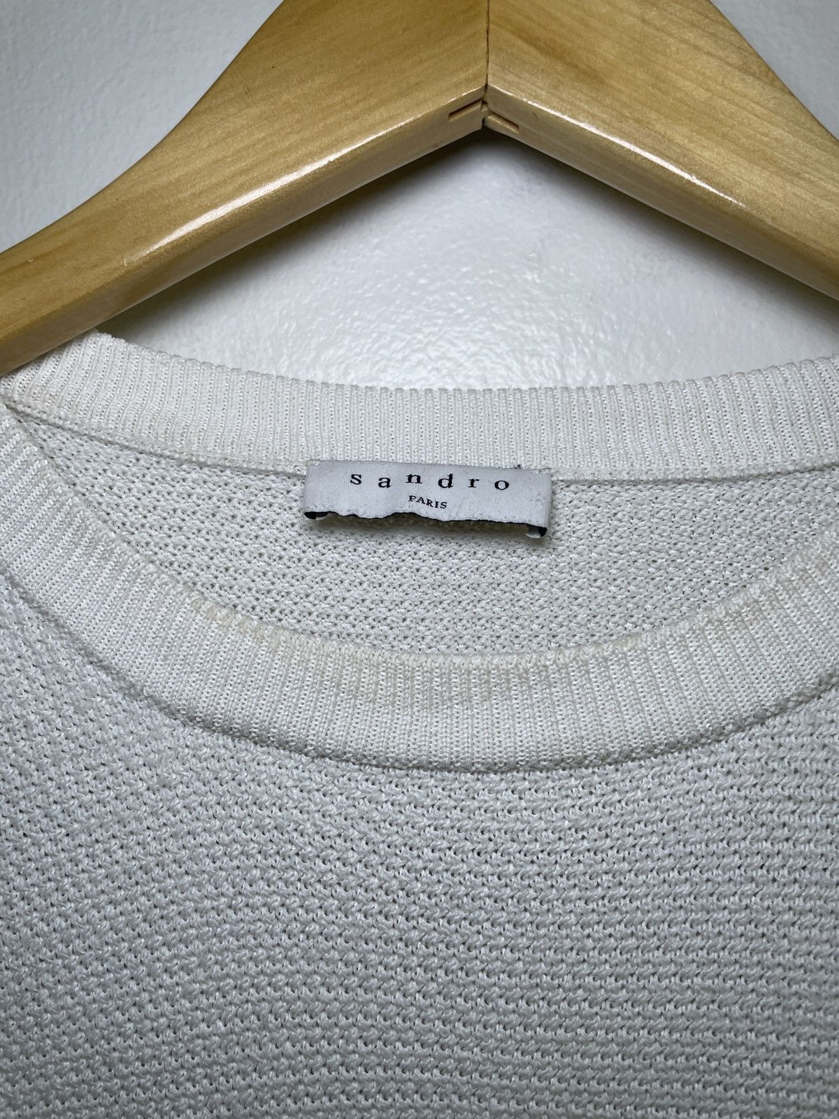 Sandro Sandro Paris Ecru Waffle Knit T-Shirt Size US S / EU 44-46 / 1 - 3 Thumbnail