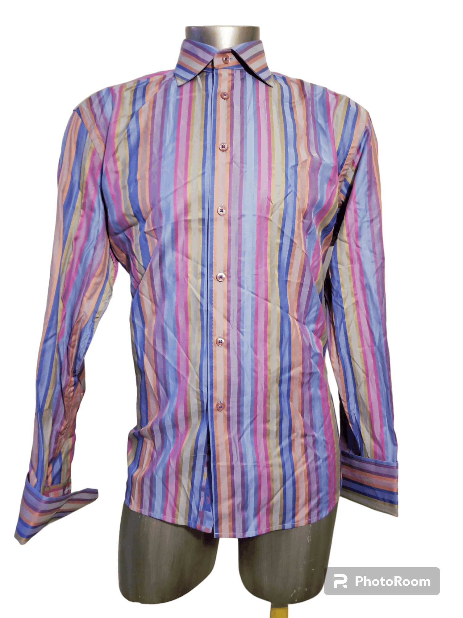 image of Robert Graham Multicolor Stripes French Cuffs, Men's (Size XL)