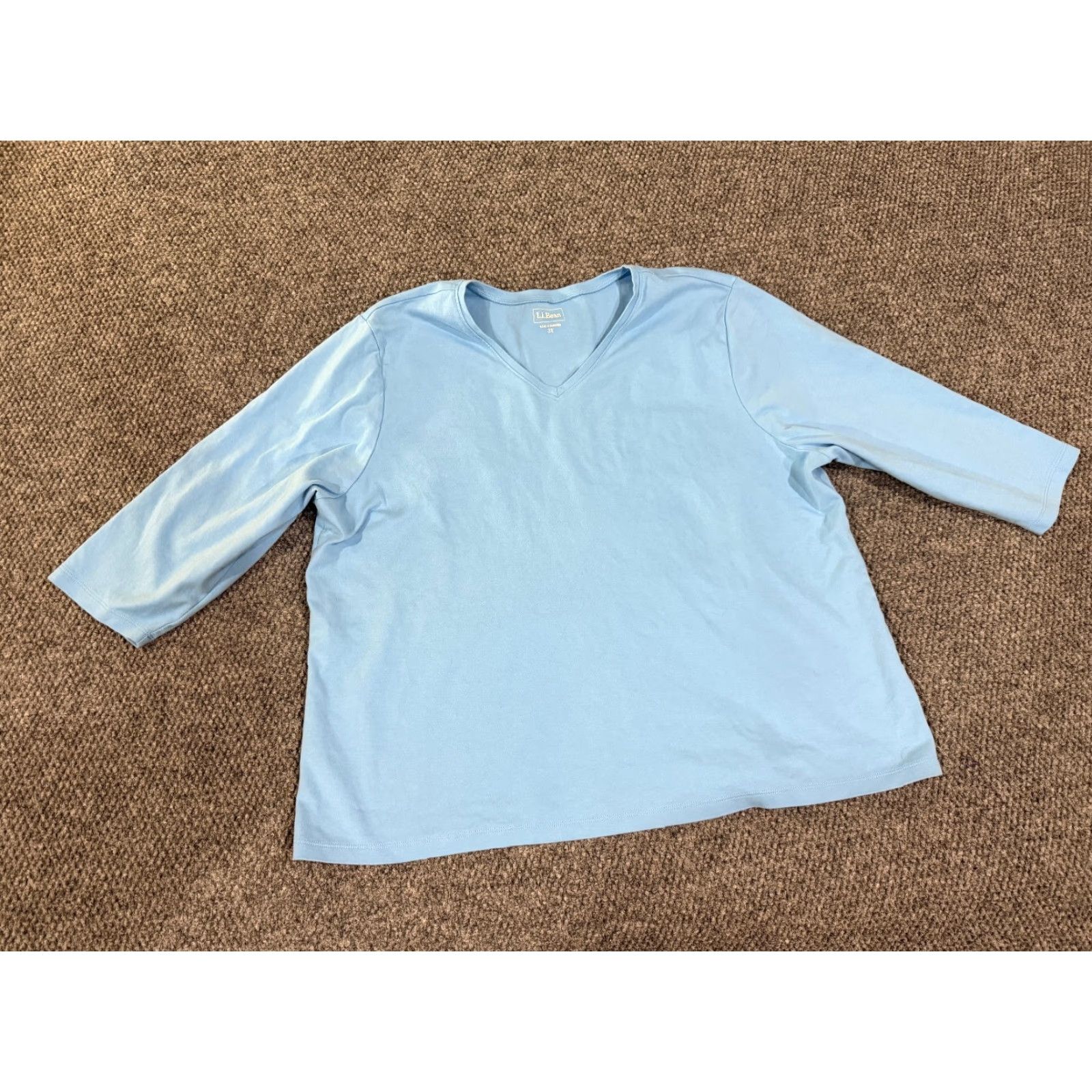 Vintage L.L. Bean Long Sleeve Shirt Womens 3X Blue Cotton Casual Tee Lightweight V-Neck Shirt Women Plus Size T-Shirt Size XXL / US 16-18 / IT 52-54 - 2 Thumbnail