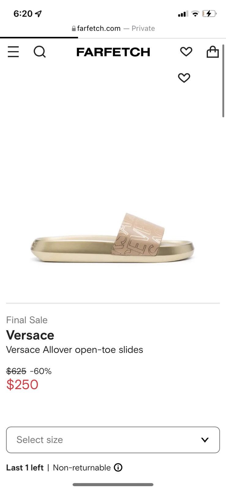 Versace Versace Gold Allover open-toe slides Size US 10 / EU 43 - 10 Thumbnail