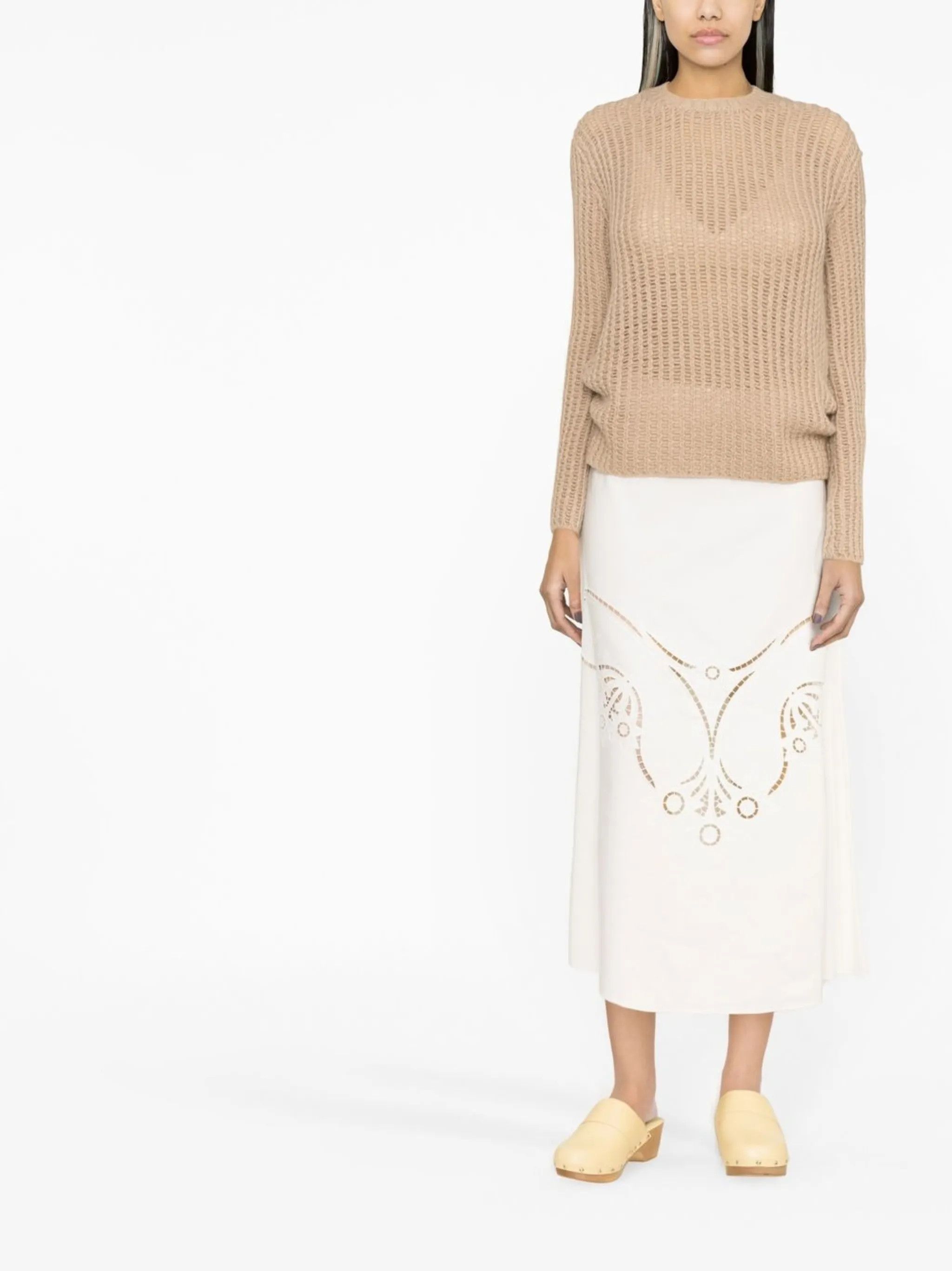 Chloe o1y0825 Crewneck Sweater in Beige Size L / US 10 / IT 46 - 4 Thumbnail