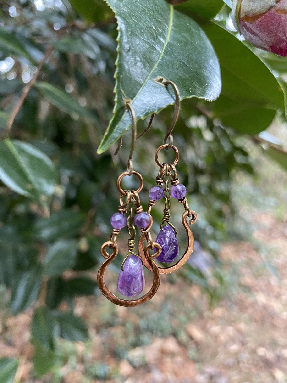 Handmade Amethyst Hoops Size ONE SIZE - 1 Thumbnail