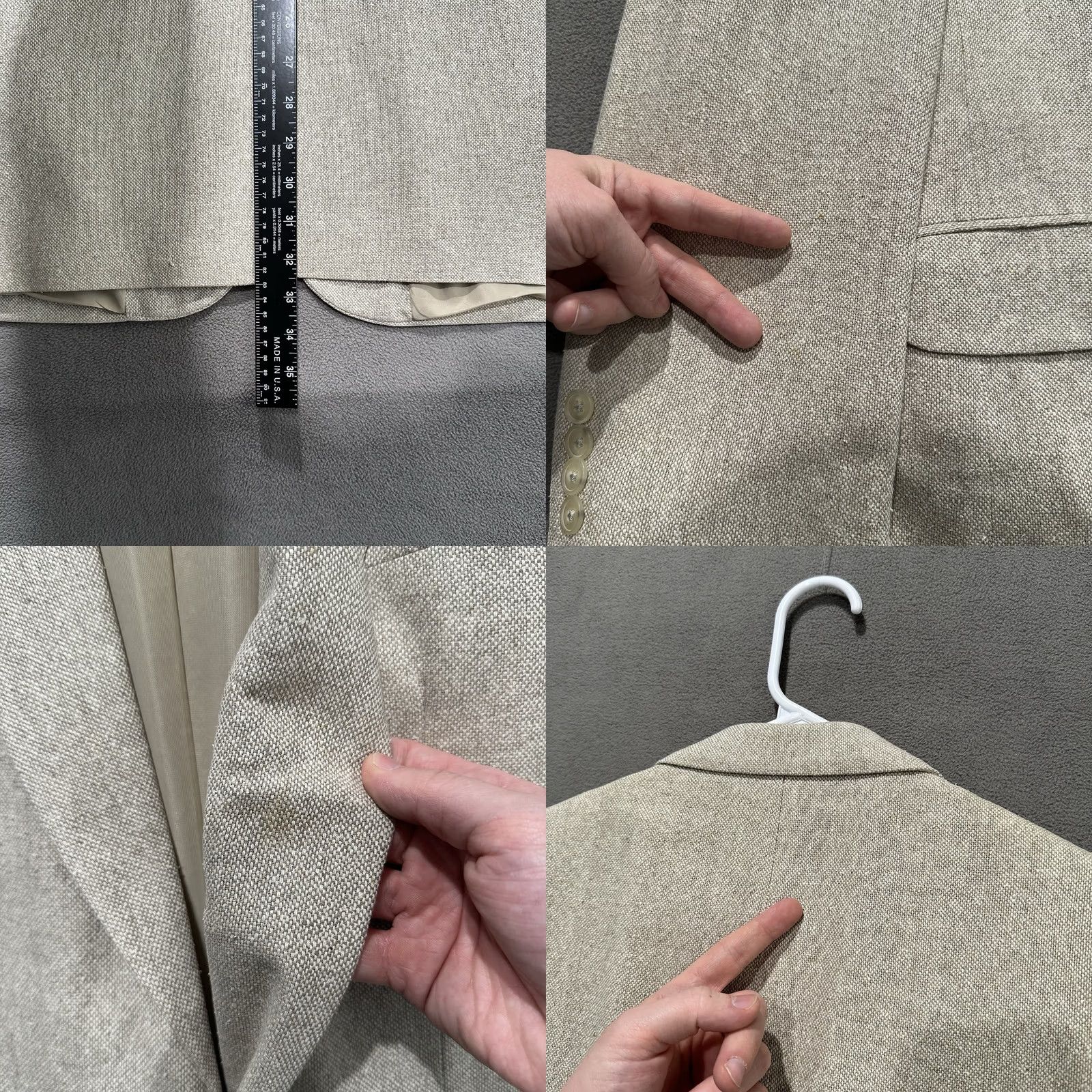 Lands' End VINTAGE Lands' End Blazer Sport Coat Mens 42L Beige Silk Stains GUC Jacket Single-Breasted Two-Button Notch 2 Piece Tailored Regular Mens Size 42R - 9 Thumbnail