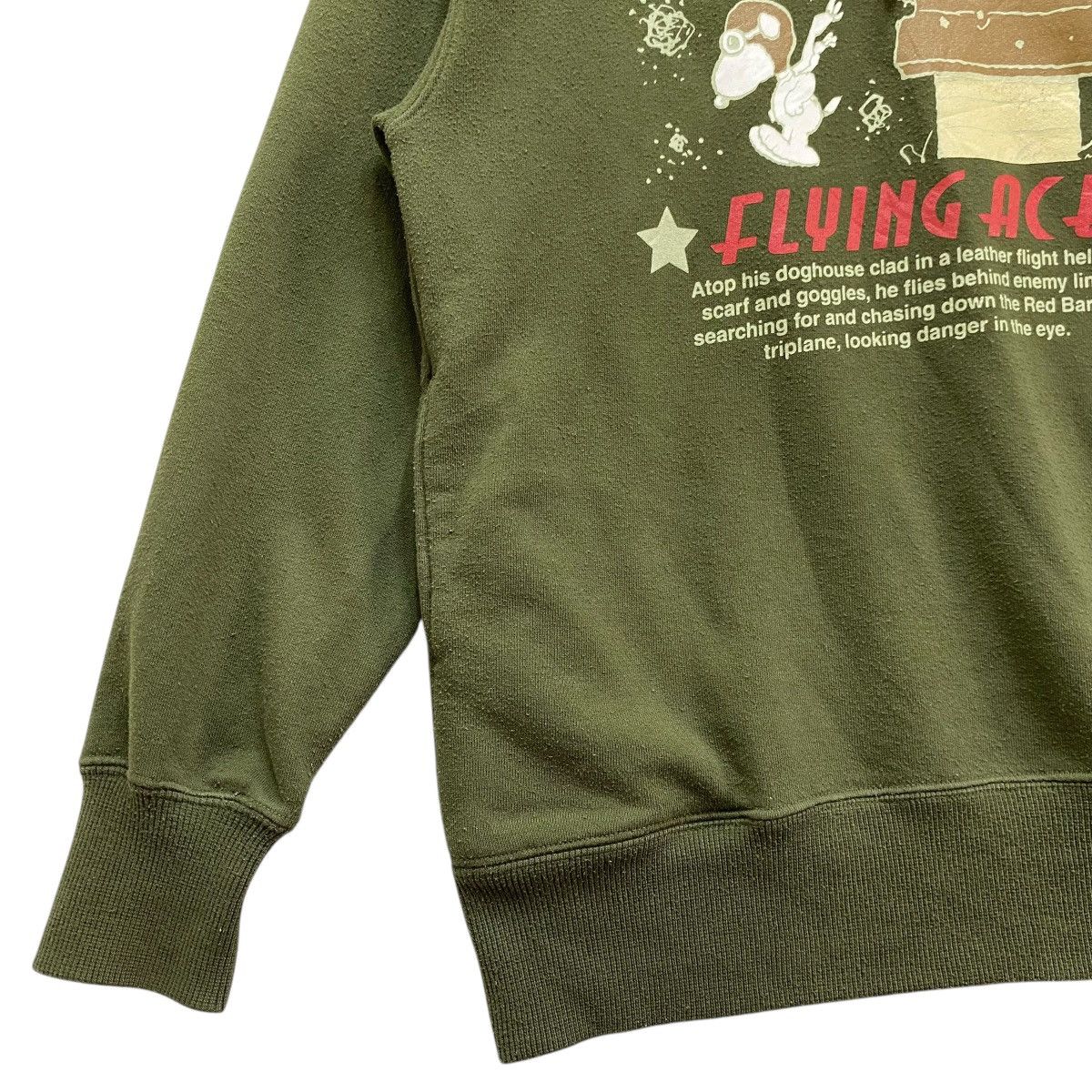 Peanuts Vintage Snoopy Hoodie Peanuts Flying Ace Olive Green Size US L / EU 52-54 / 3 - 3 Thumbnail