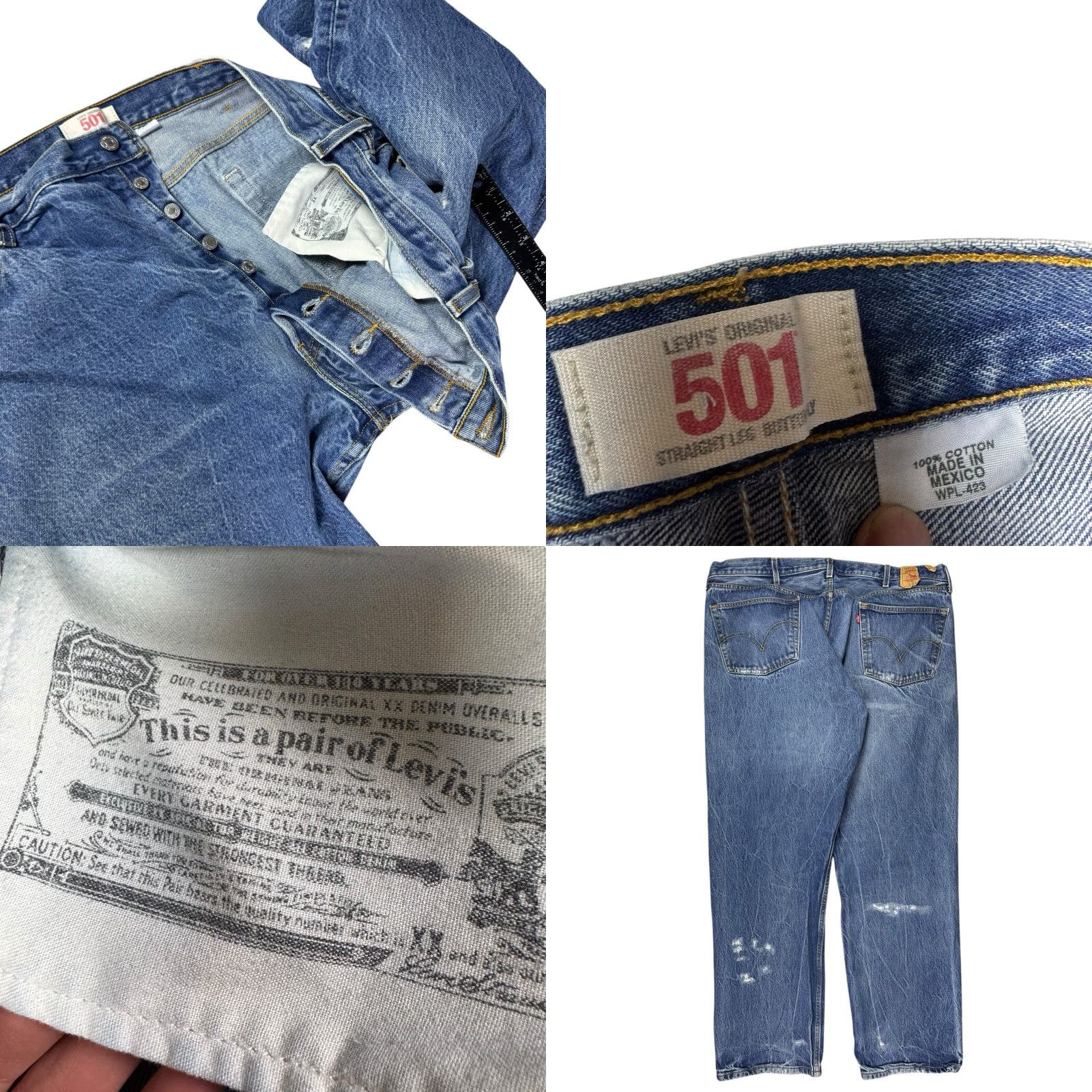 Levi's VINTAGE Levi's 501 Jeans Mens 42x30 Button Fly Straight Grunge Distressed Denim blue 5-Pocket Mens Regular Jeans Size US 42 / EU 58 - 8 Thumbnail