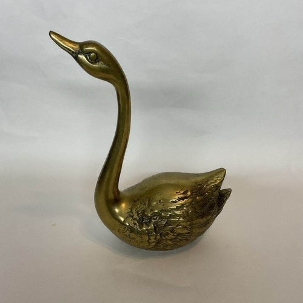 The Unbranded Brand VTG RetroBrass Swan Geese Figurine MCM Mid Century Brid 8" T Size ONE SIZE - 1 Thumbnail