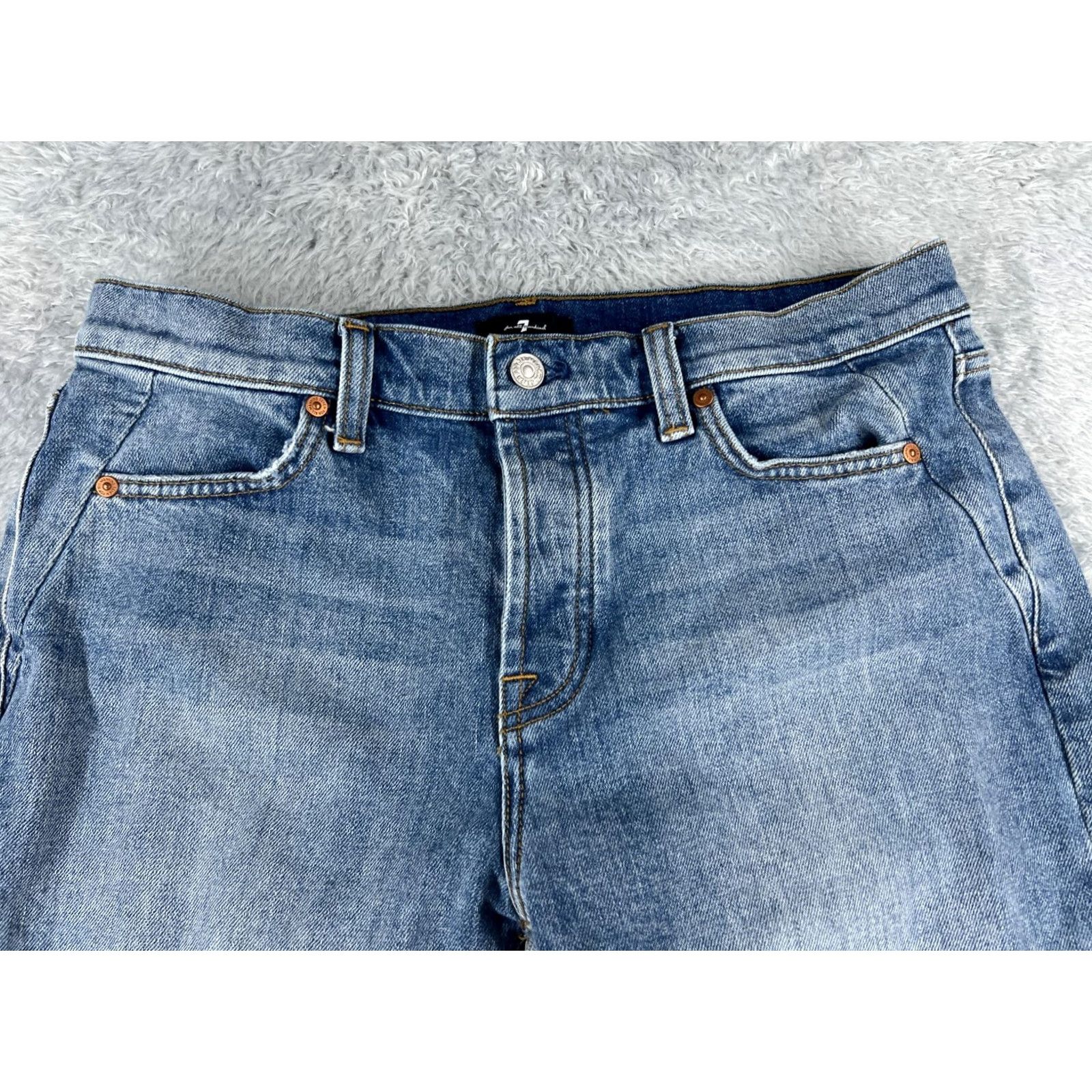 7 For All Mankind 7 For All Mankind Jeans Women 30 Denim Straight Mid Rise 30x26 Black Cotton Blend Distressed Pockets Modern Western Mens Womens Boys Girls Size 30" / US 8 / IT 44 - 4 Thumbnail
