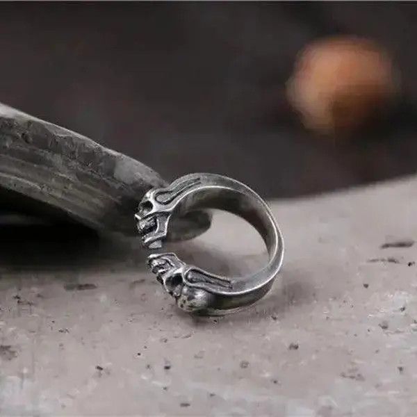 Jewelry Hirakawa x Mei Gothic Opened Adjustable Double Skull Ring Size ONE SIZE - 8 Thumbnail