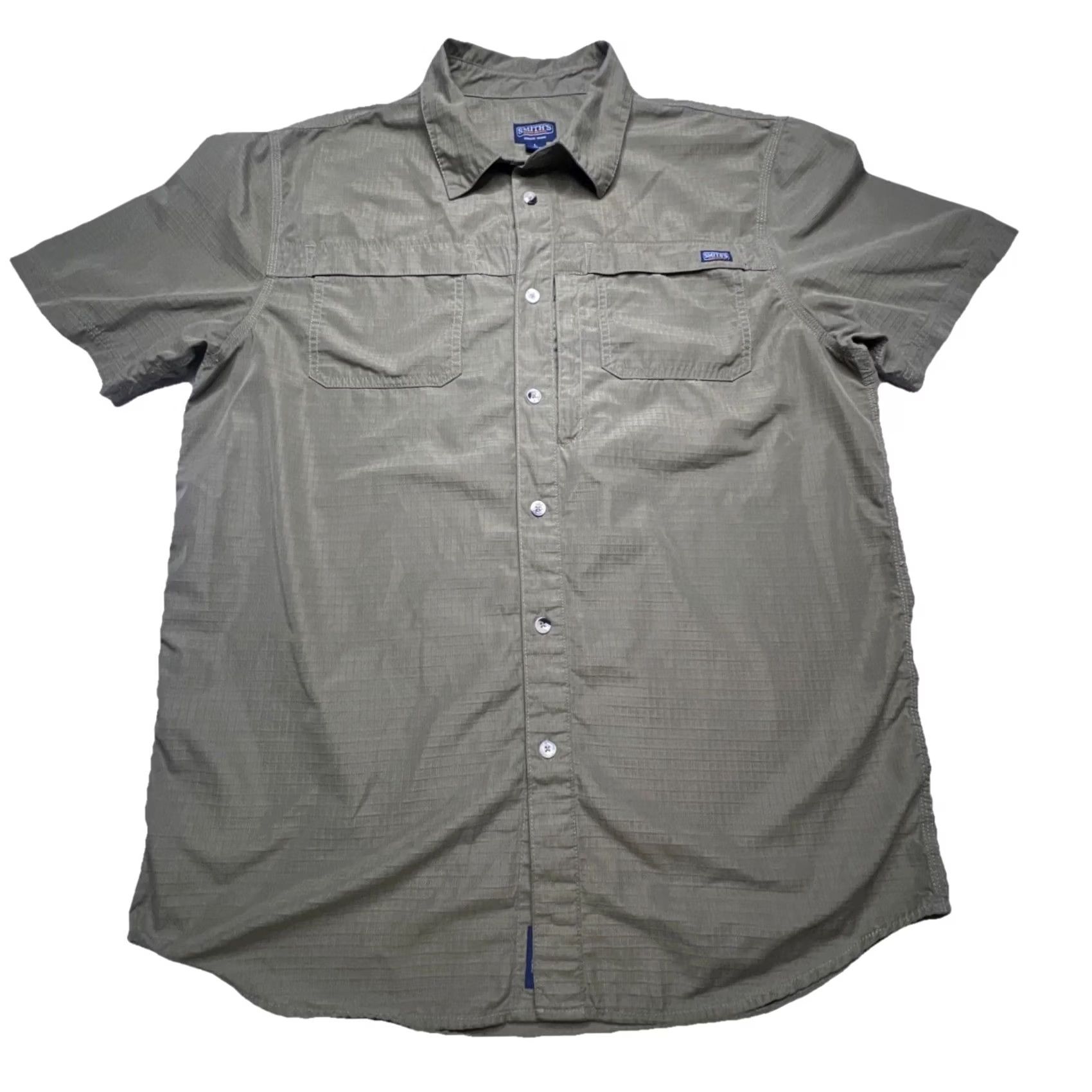 Vintage Smith Workwear Button-Up Short Sleeve Shirt Men Large Ripstop Green Pockets Size US L / EU 52-54 / 3 - 2 Thumbnail