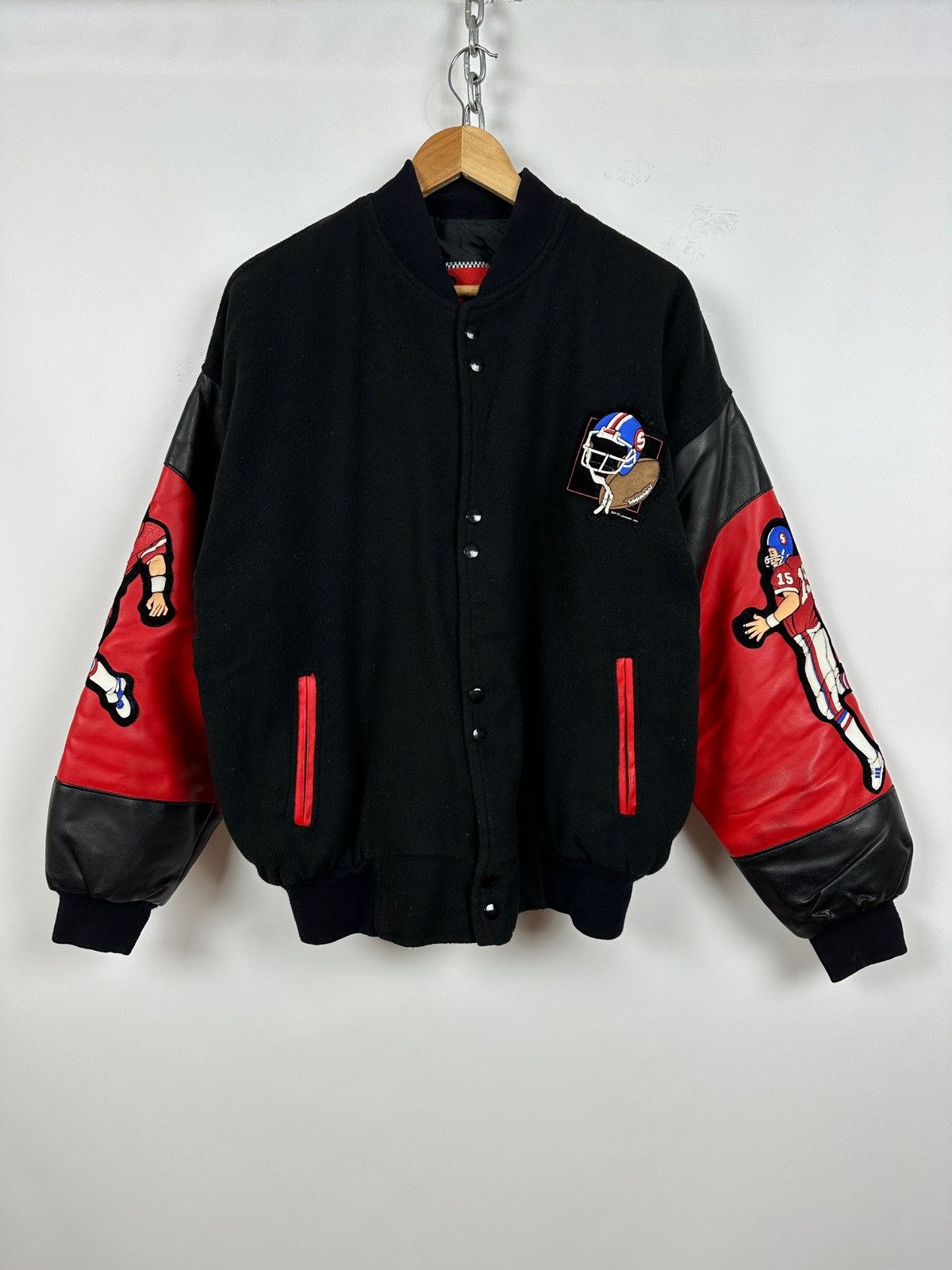NFL 90s Vintage Super Bowl USA Zip It Varsity Bomber Jacket Size US L / EU 52-54 / 3 - 5 Thumbnail